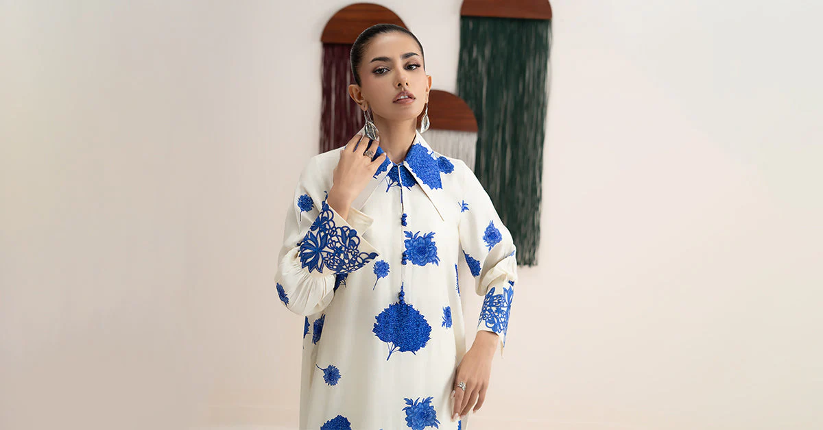 2 Piece Embroidered Raw Silk Suit - Image 8