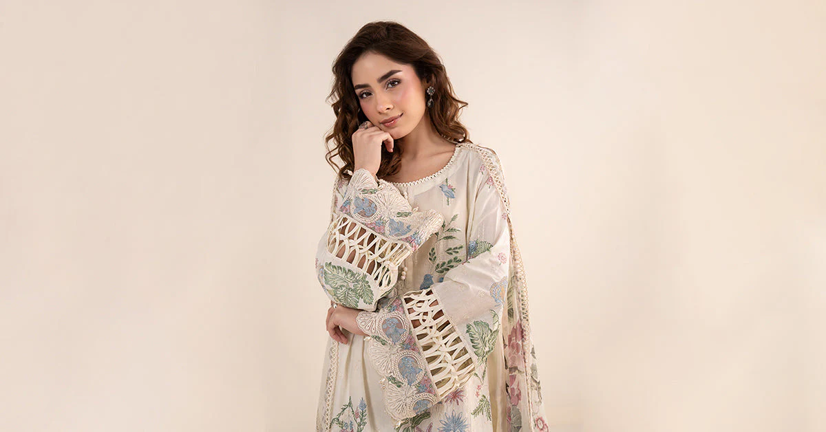 3 Piece Embroidered Dobby Lawn Suit - Image 9