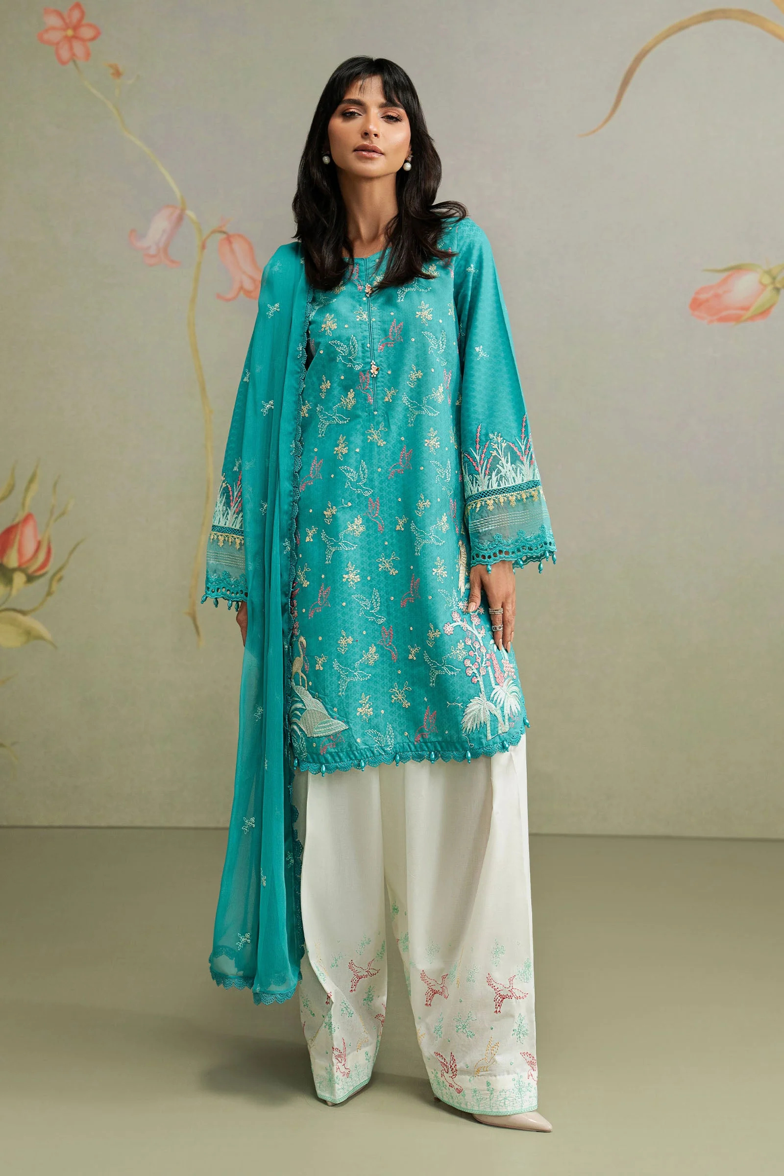 3 Piece Embroidered Dobby Lawn Suit - Image 2