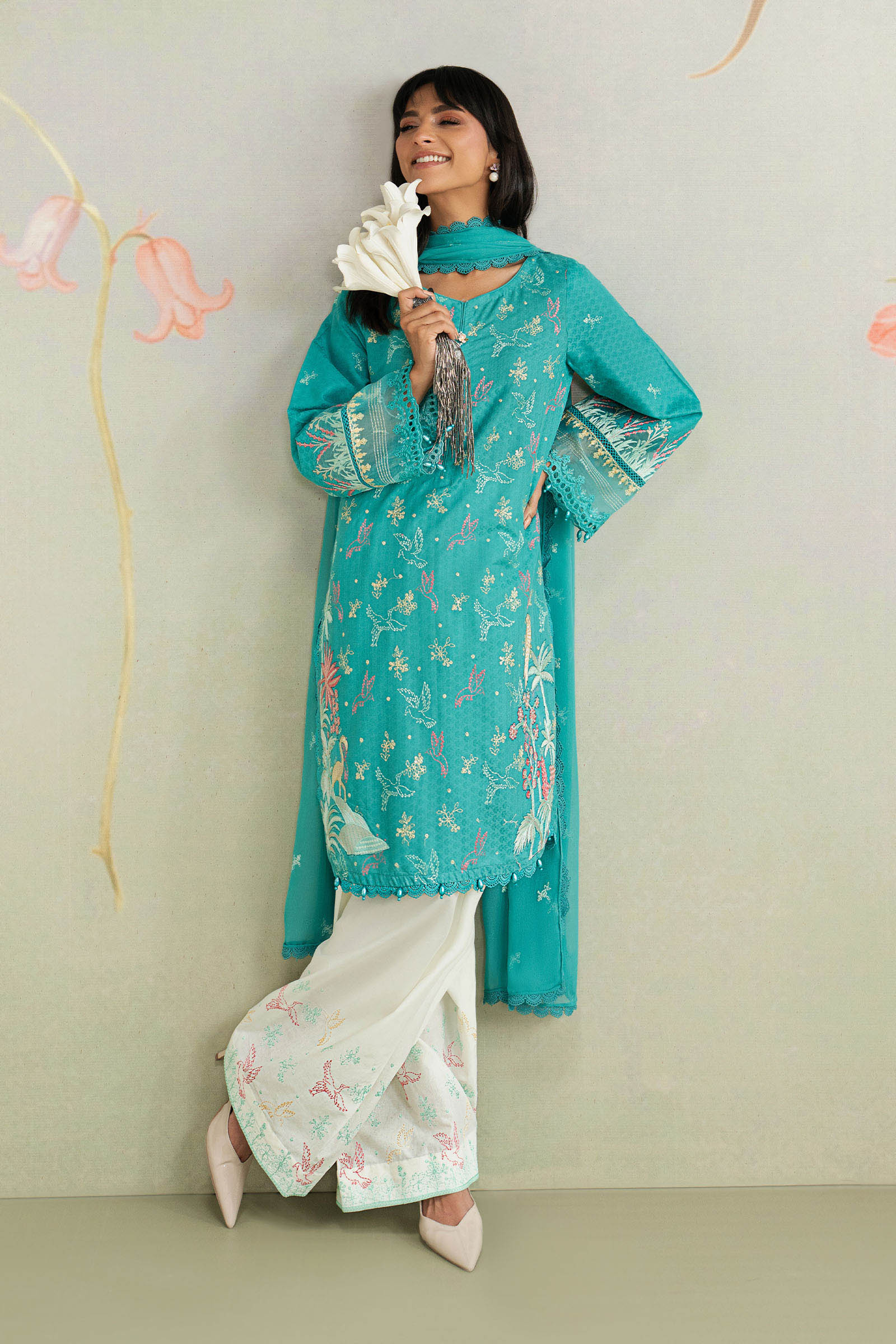 3 Piece Embroidered Dobby Lawn Suit - Image 7
