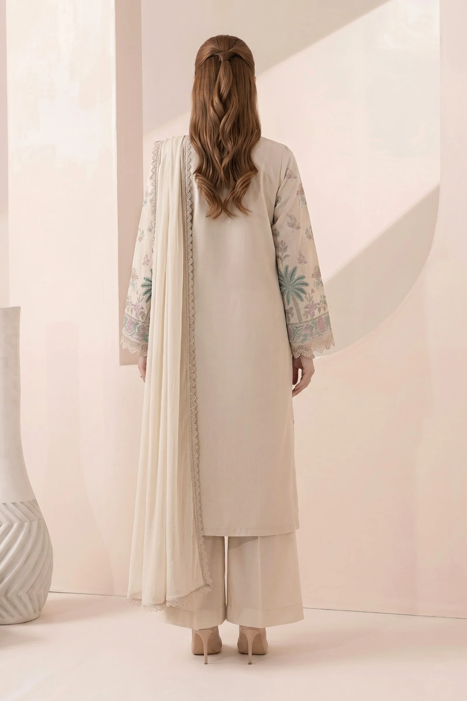 3 Piece Embroidered Dobby Jacquard Suit - Image 3