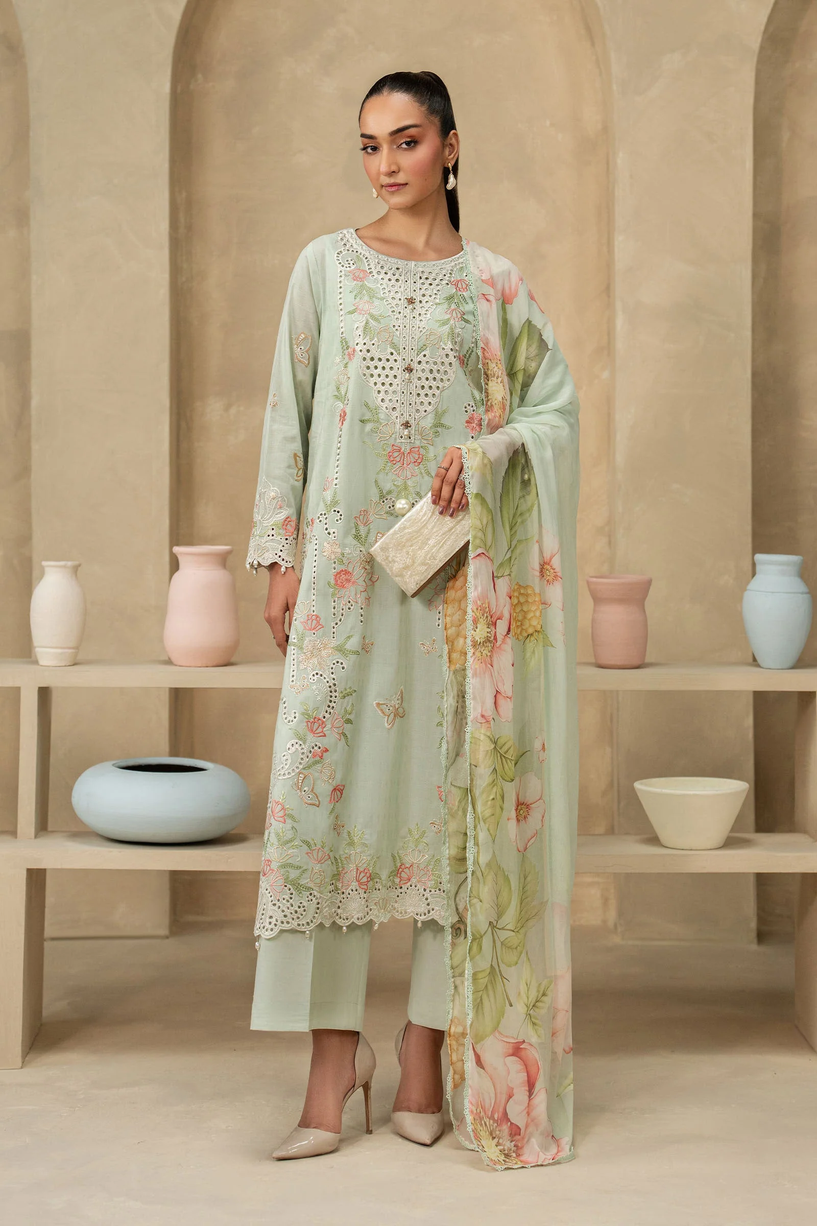 3 Piece Embroidered Dobby Lawn Suit - Image 3