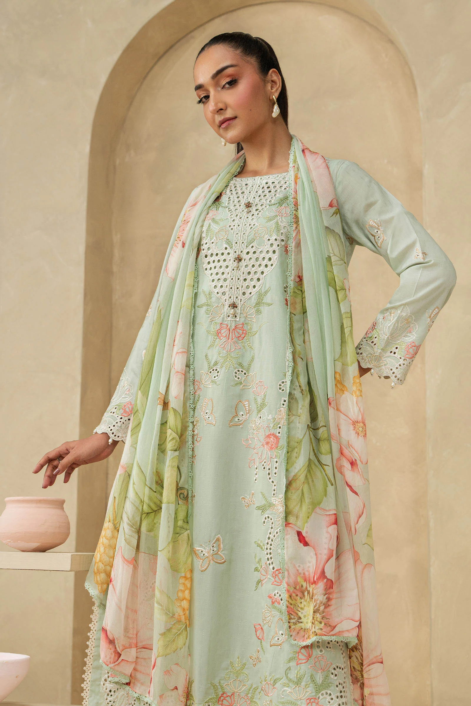 3 Piece Embroidered Dobby Lawn Suit - Image 5