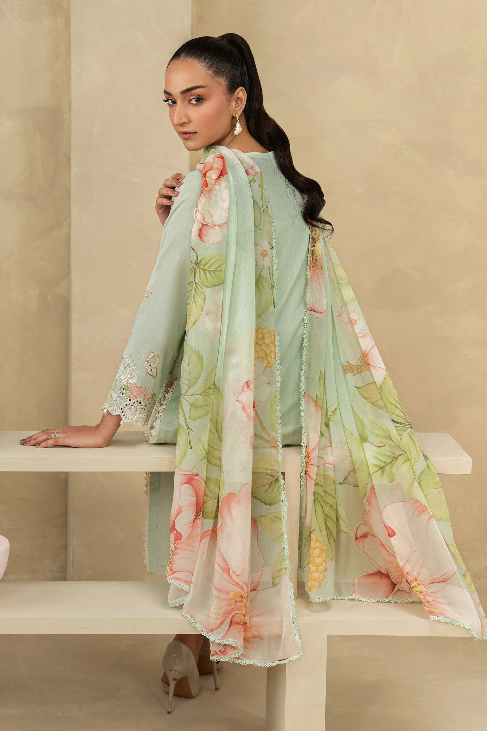 3 Piece Embroidered Dobby Lawn Suit - Image 8
