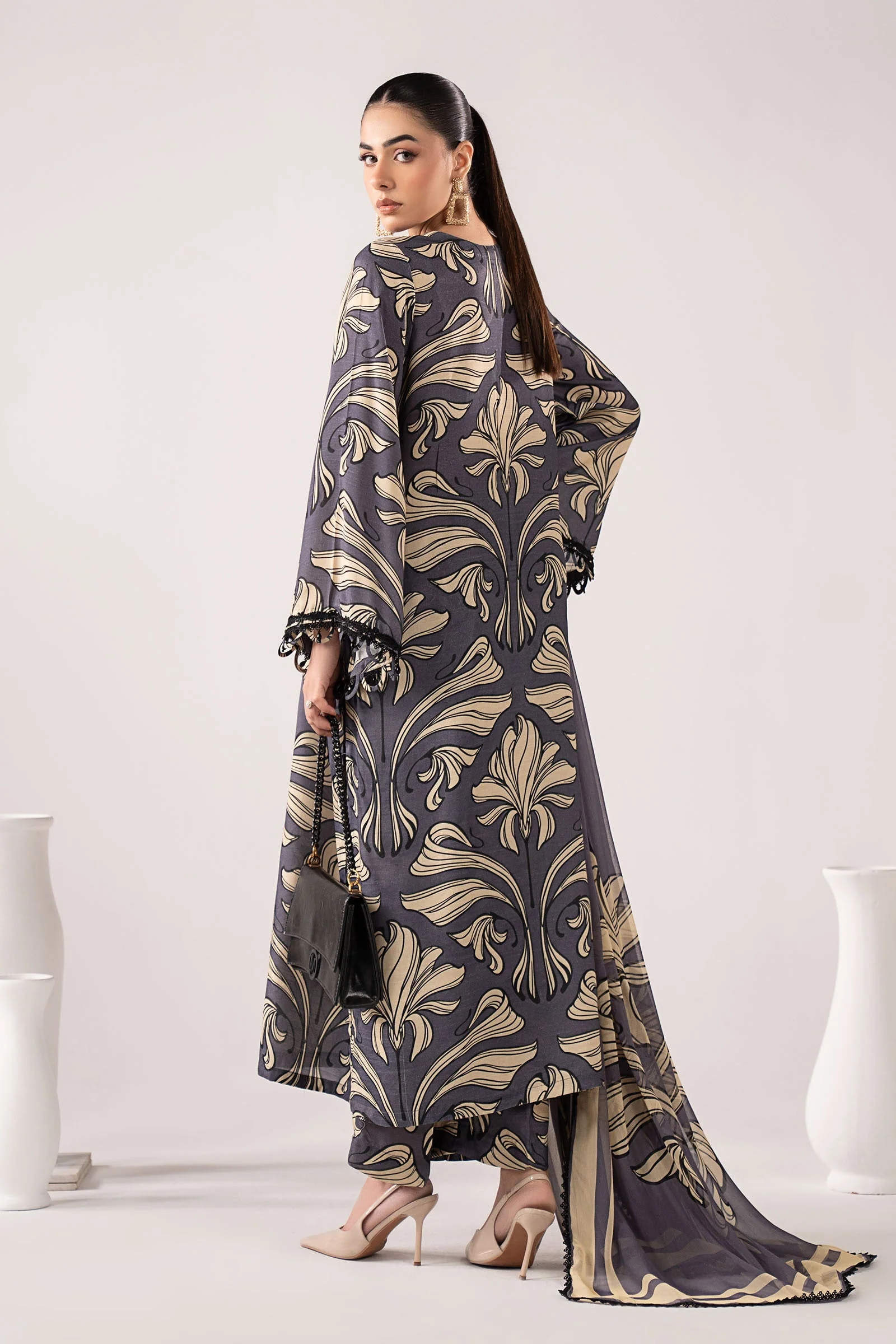 3 Piece Embroidered Raw Silk Suit - Image 6