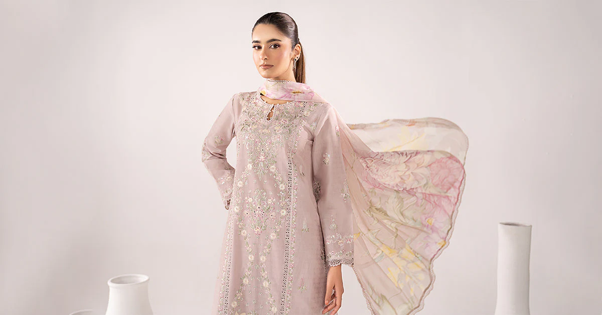 3 Piece Embroidered Dobby Jacquard Suit - Image 8