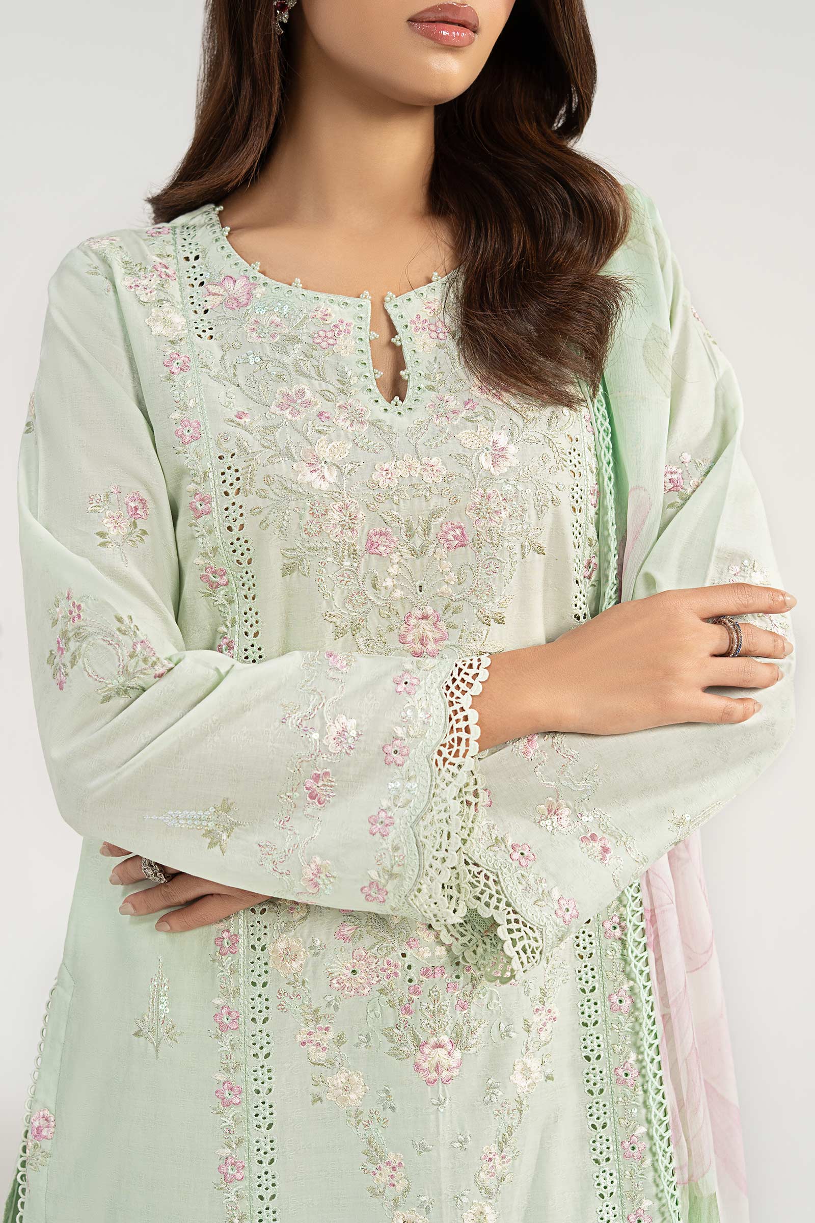 3 Piece Embroidered Dobby Jacquard Suit - Image 3