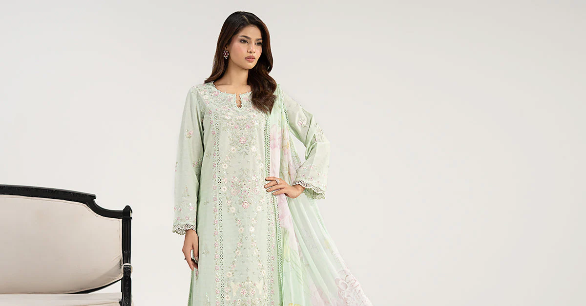 3 Piece Embroidered Dobby Jacquard Suit - Image 8