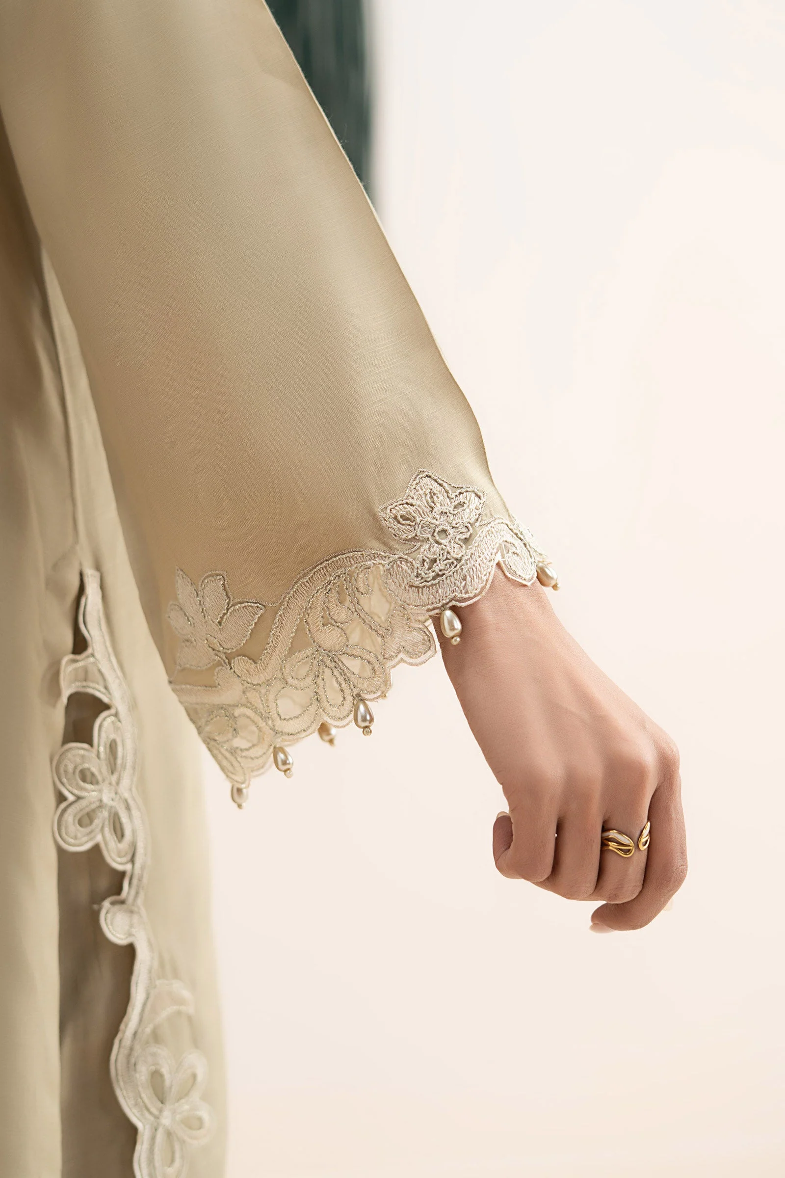 3 Piece Embroidered Raw Silk Suit - Image 5