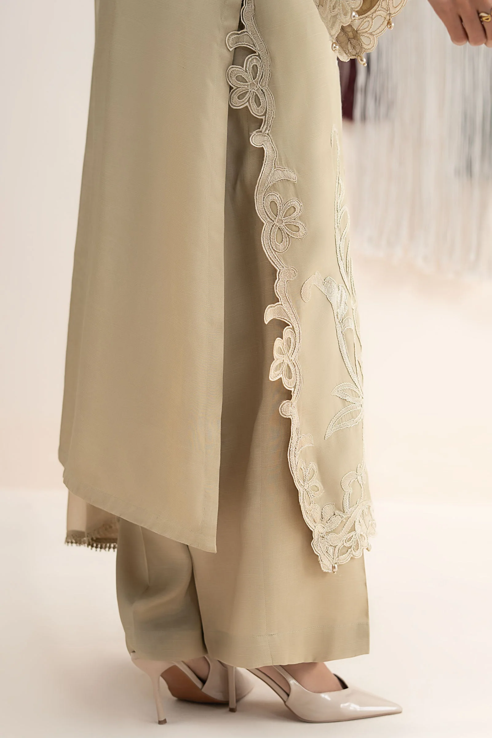 3 Piece Embroidered Raw Silk Suit - Image 6
