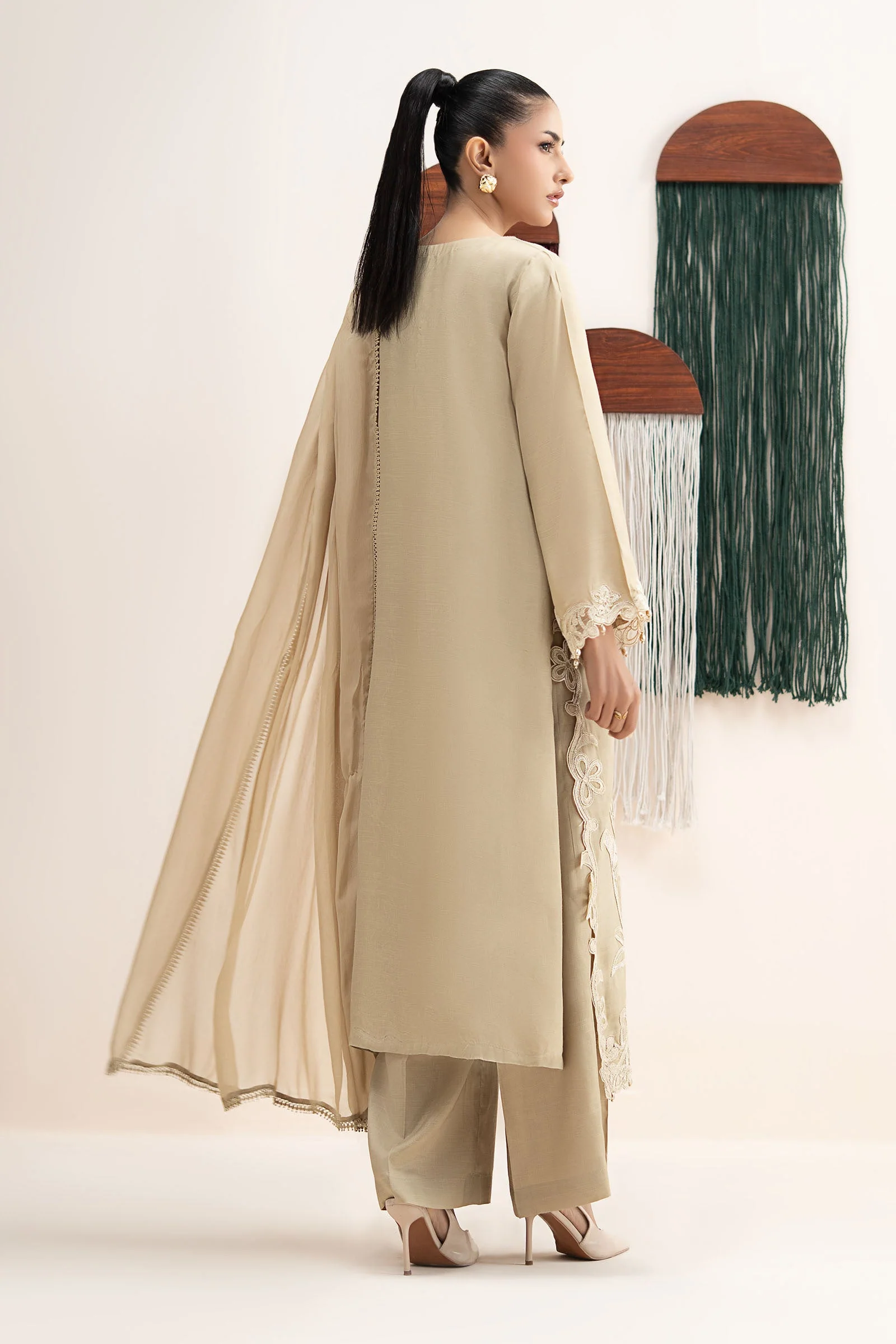 3 Piece Embroidered Raw Silk Suit - Image 8