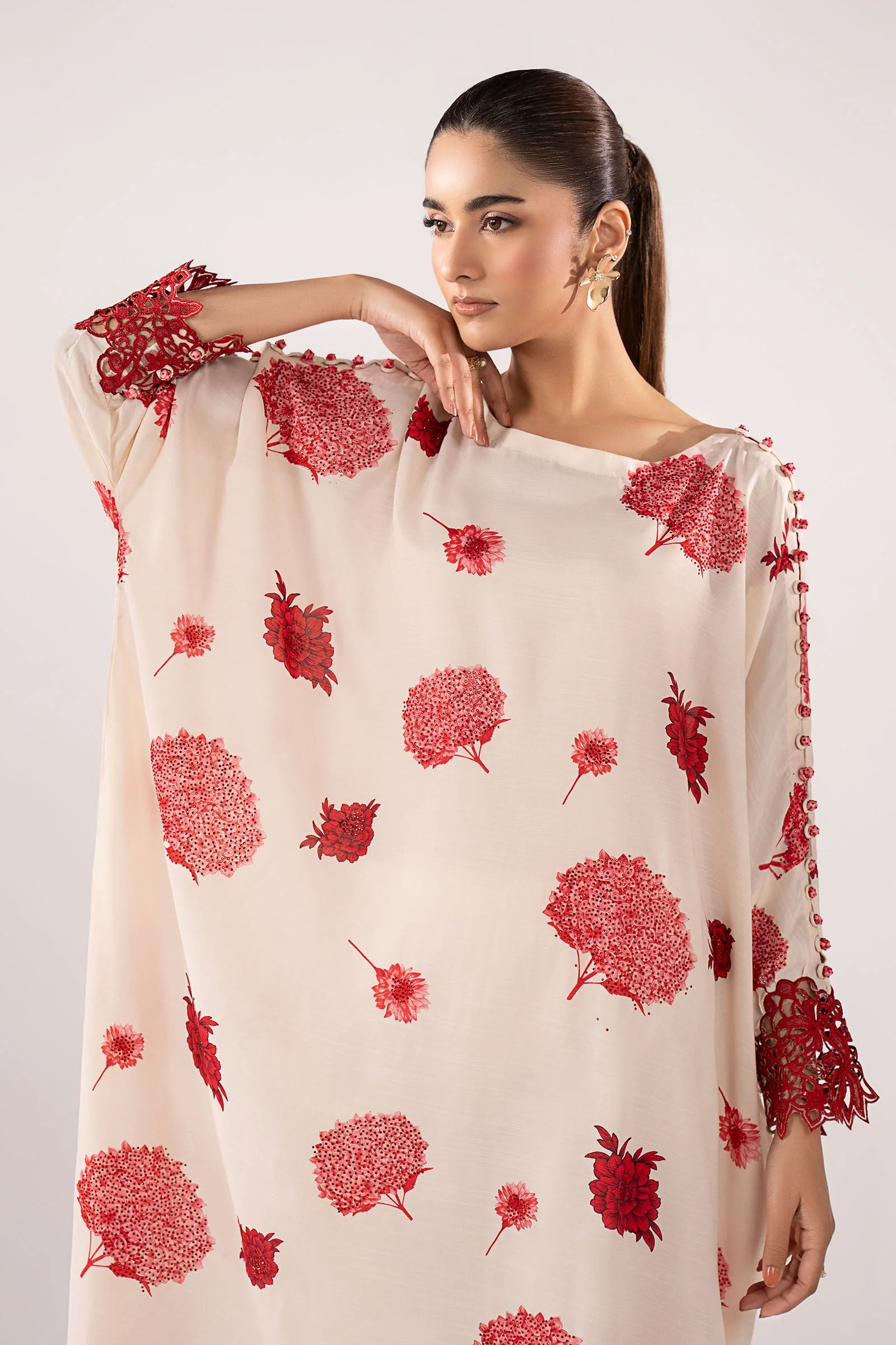 2 Piece Embroidered Raw Silk Suit - Image 2
