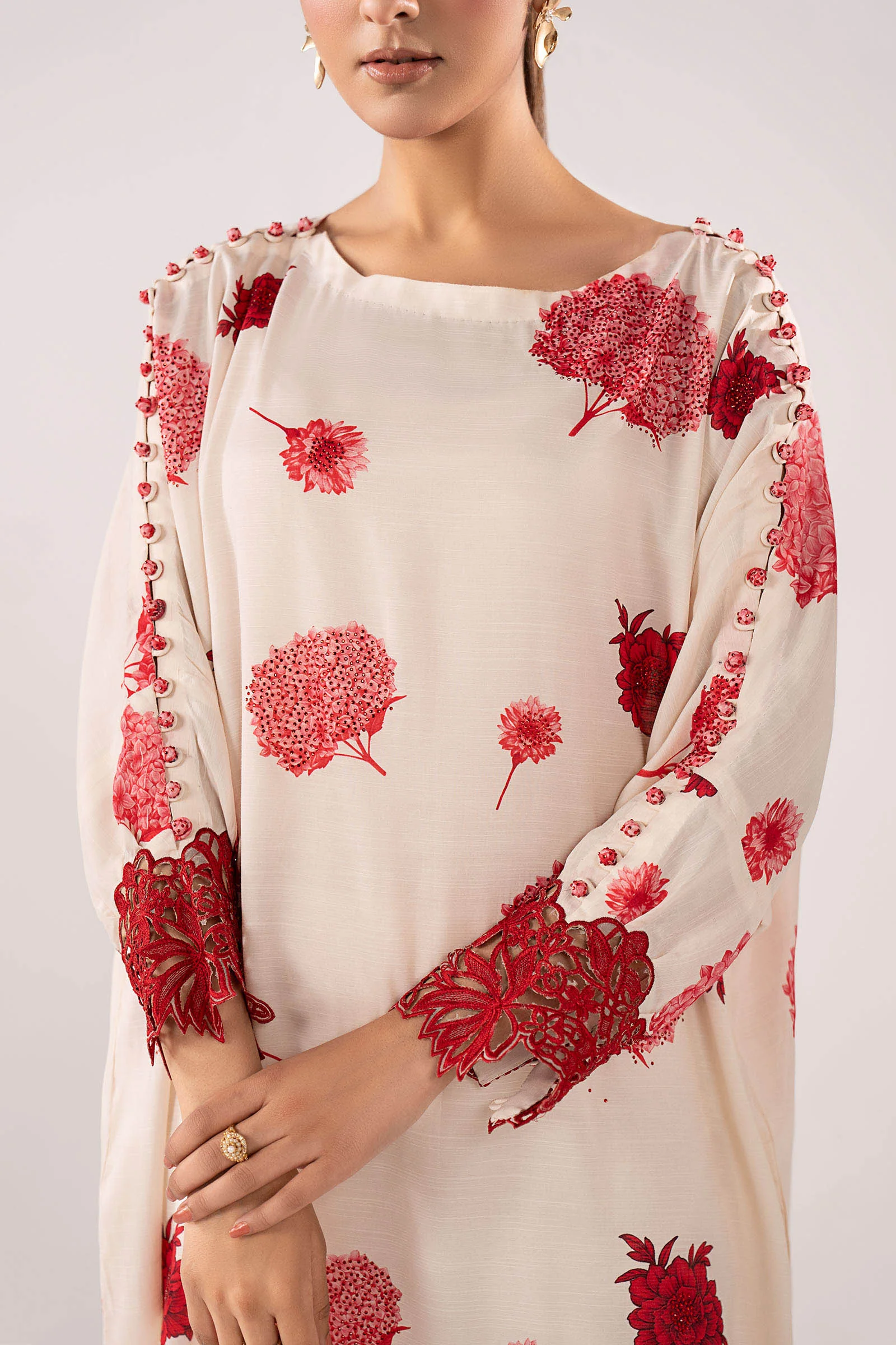 2 Piece Embroidered Raw Silk Suit - Image 4