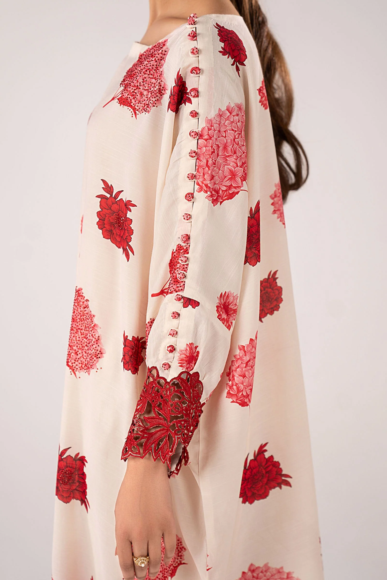 2 Piece Embroidered Raw Silk Suit - Image 5
