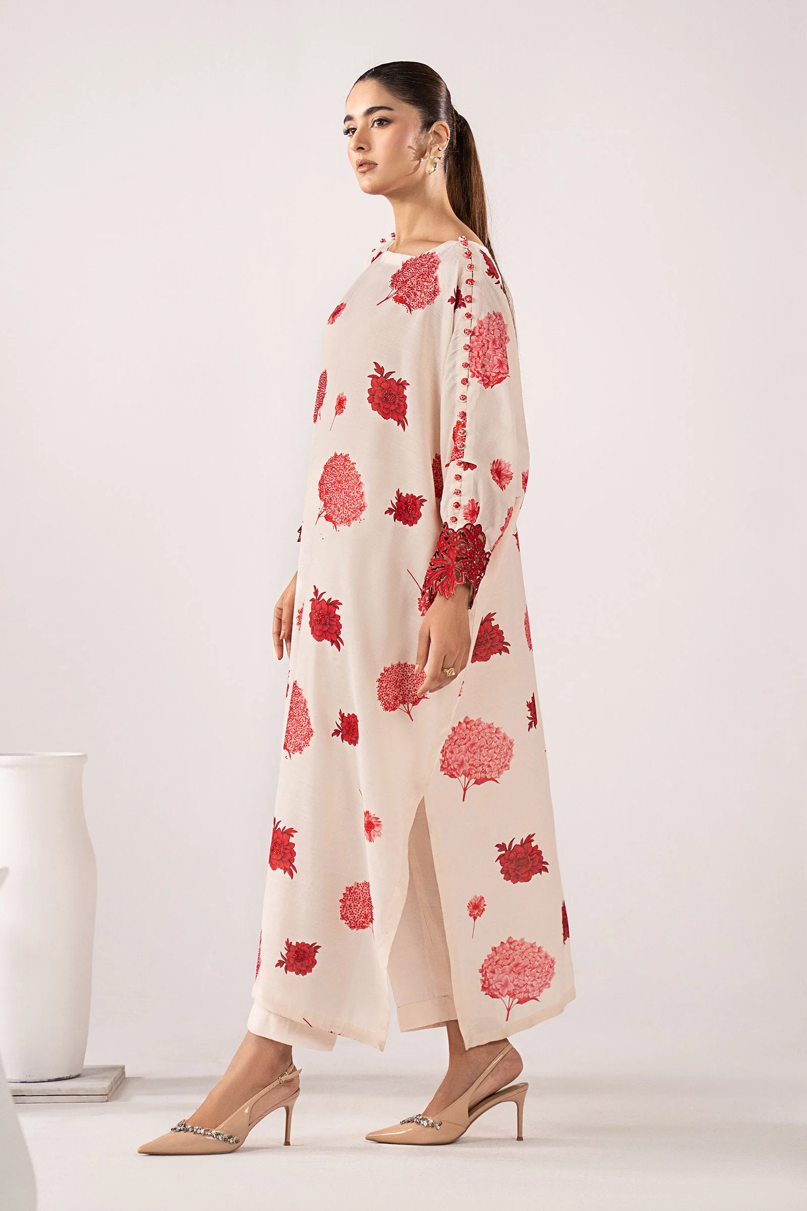 2 Piece Embroidered Raw Silk Suit - Image 6