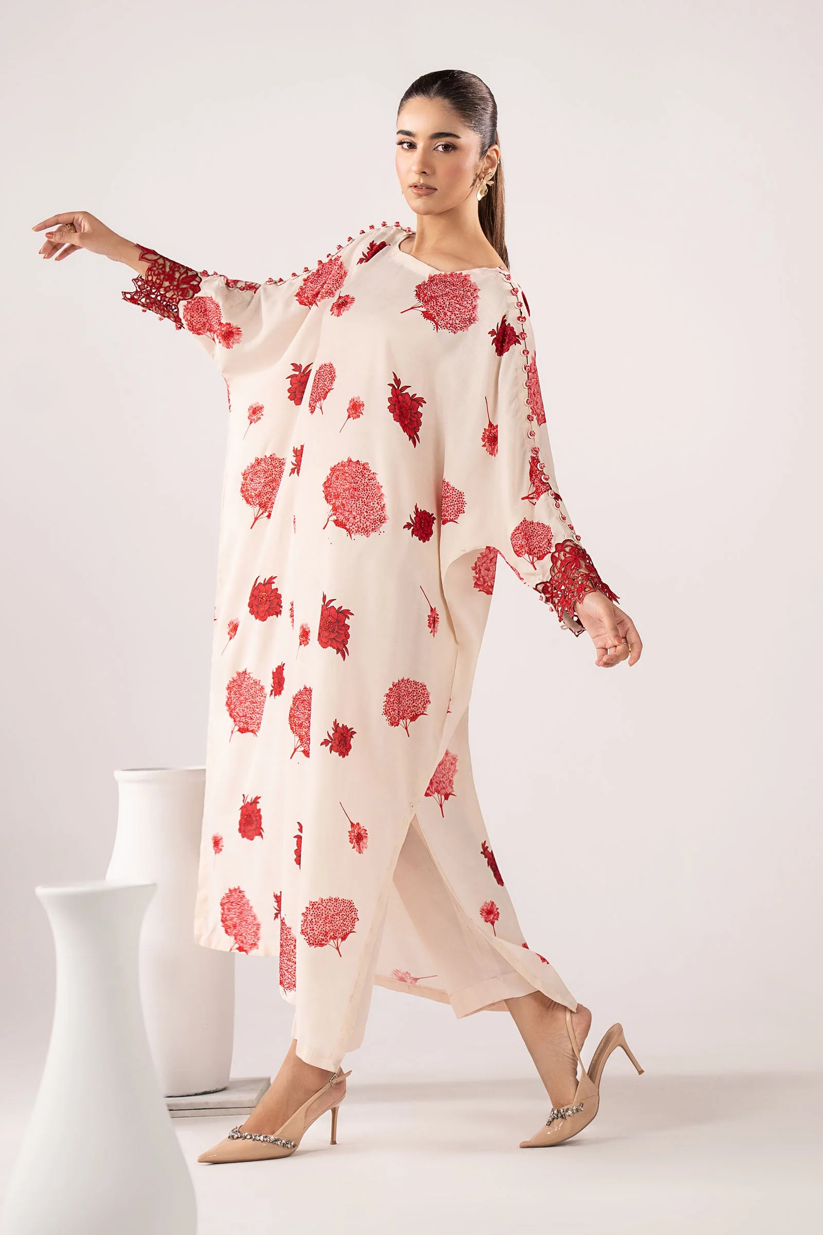 2 Piece Embroidered Raw Silk Suit - Image 7