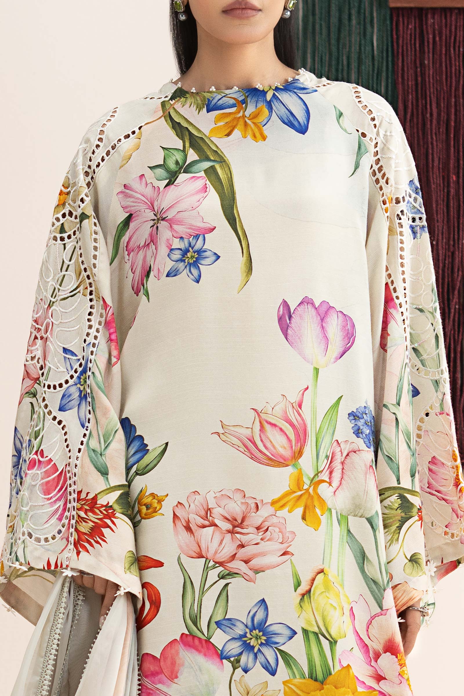 3 Piece Embroidered Raw Silk Suit - Image 10