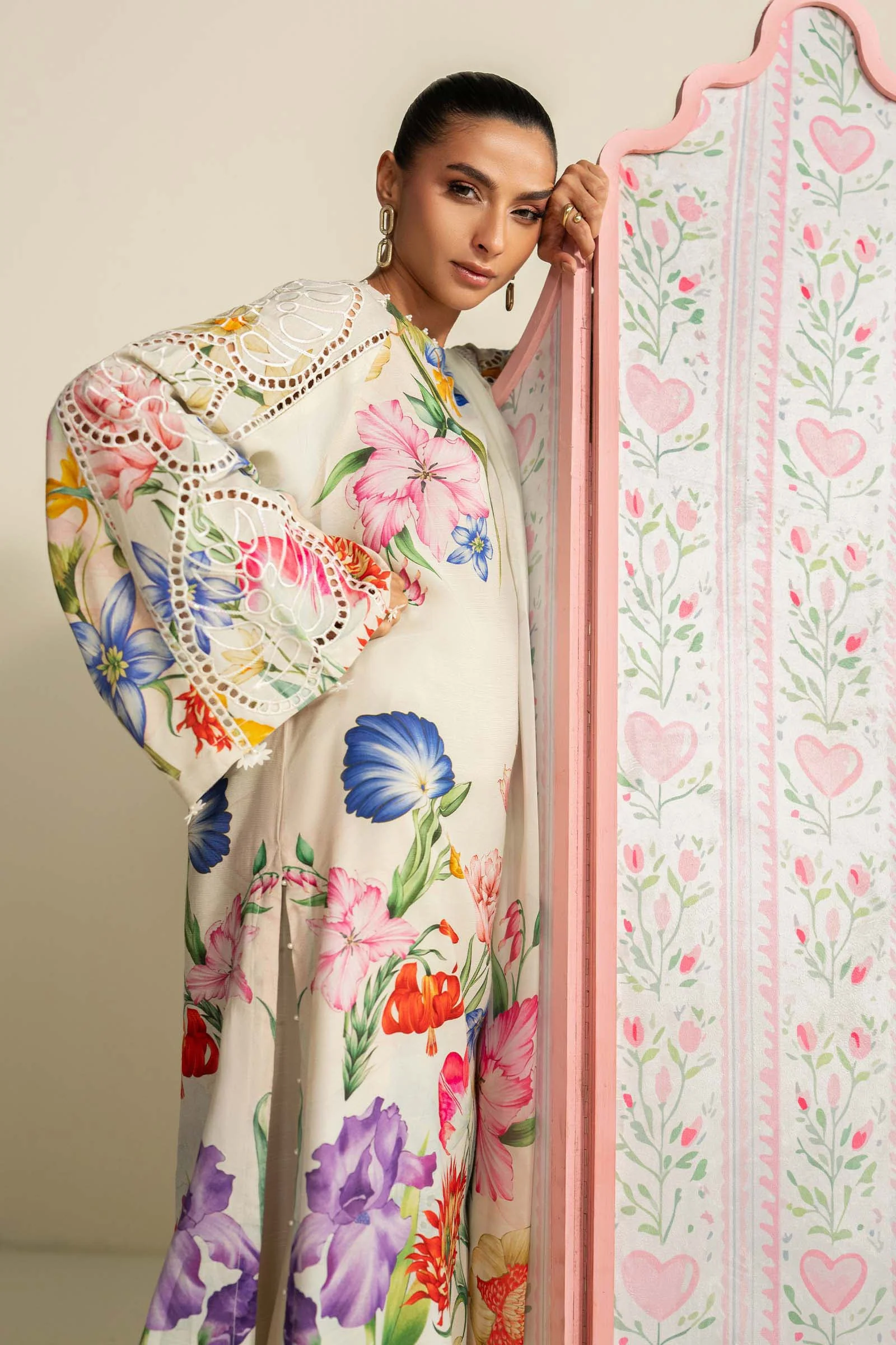 3 Piece Embroidered Raw Silk Suit - Image 2
