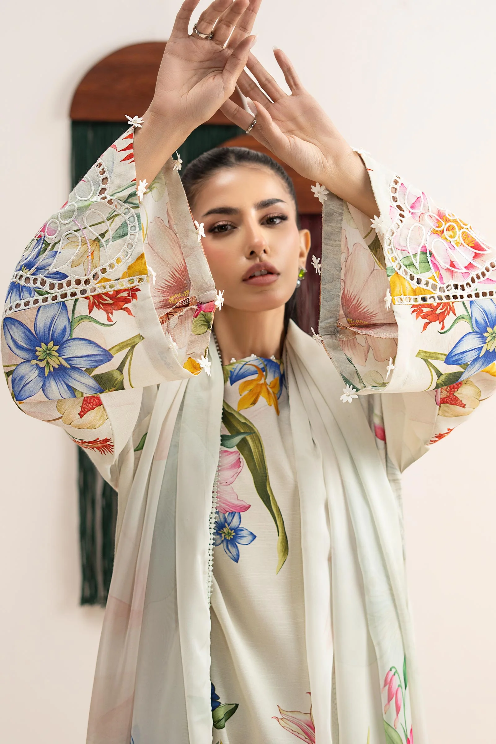 3 Piece Embroidered Raw Silk Suit - Image 3