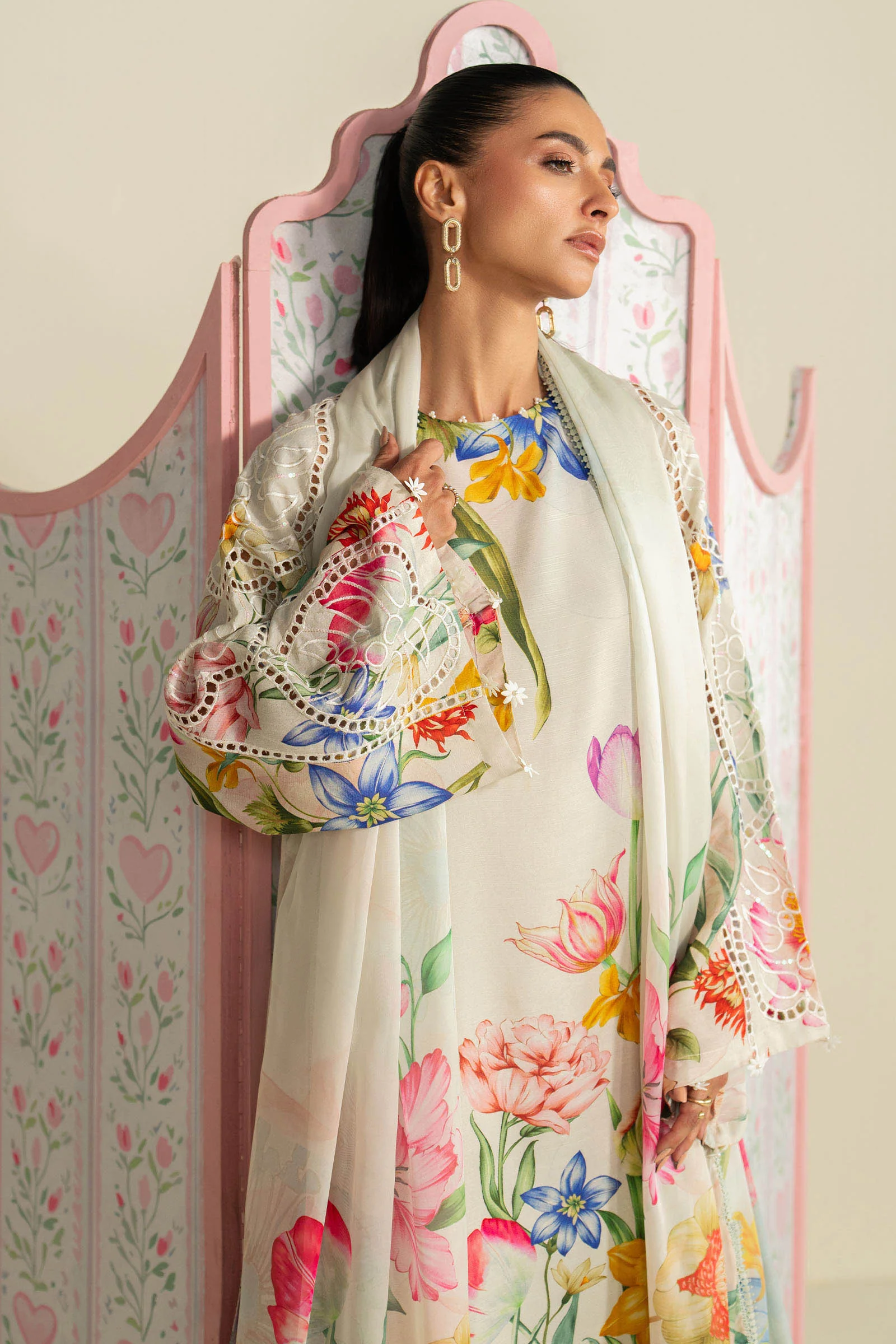 3 Piece Embroidered Raw Silk Suit - Image 4