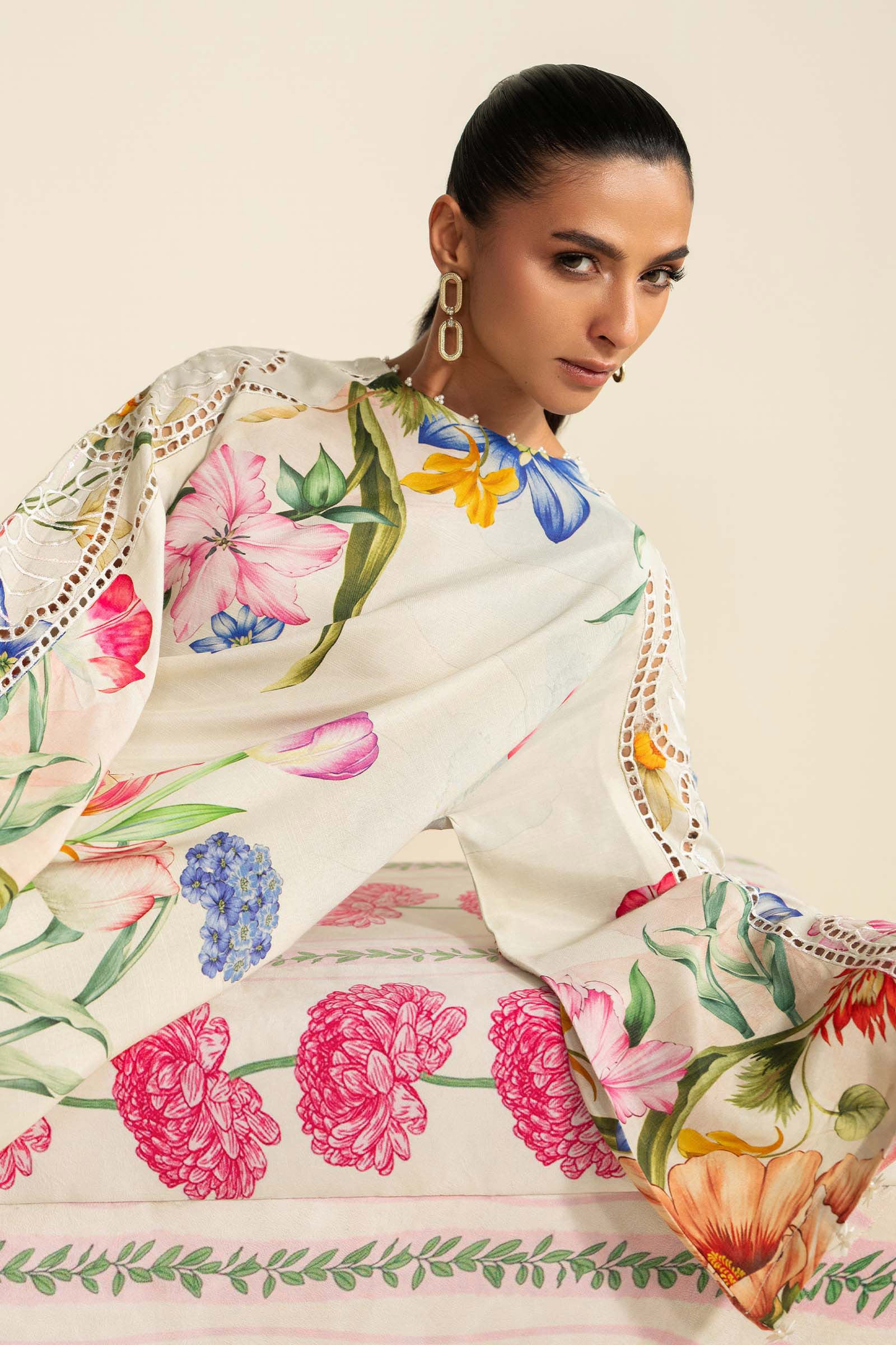3 Piece Embroidered Raw Silk Suit - Image 7