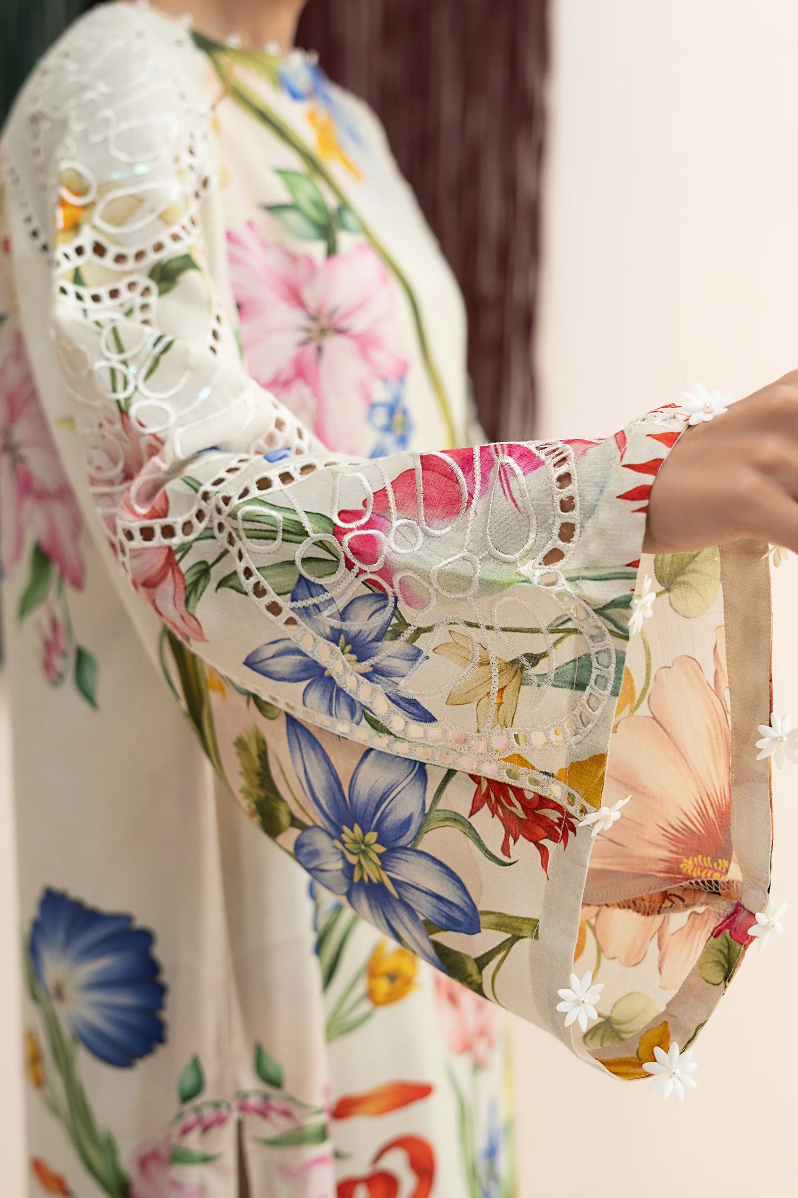 3 Piece Embroidered Raw Silk Suit - Image 9