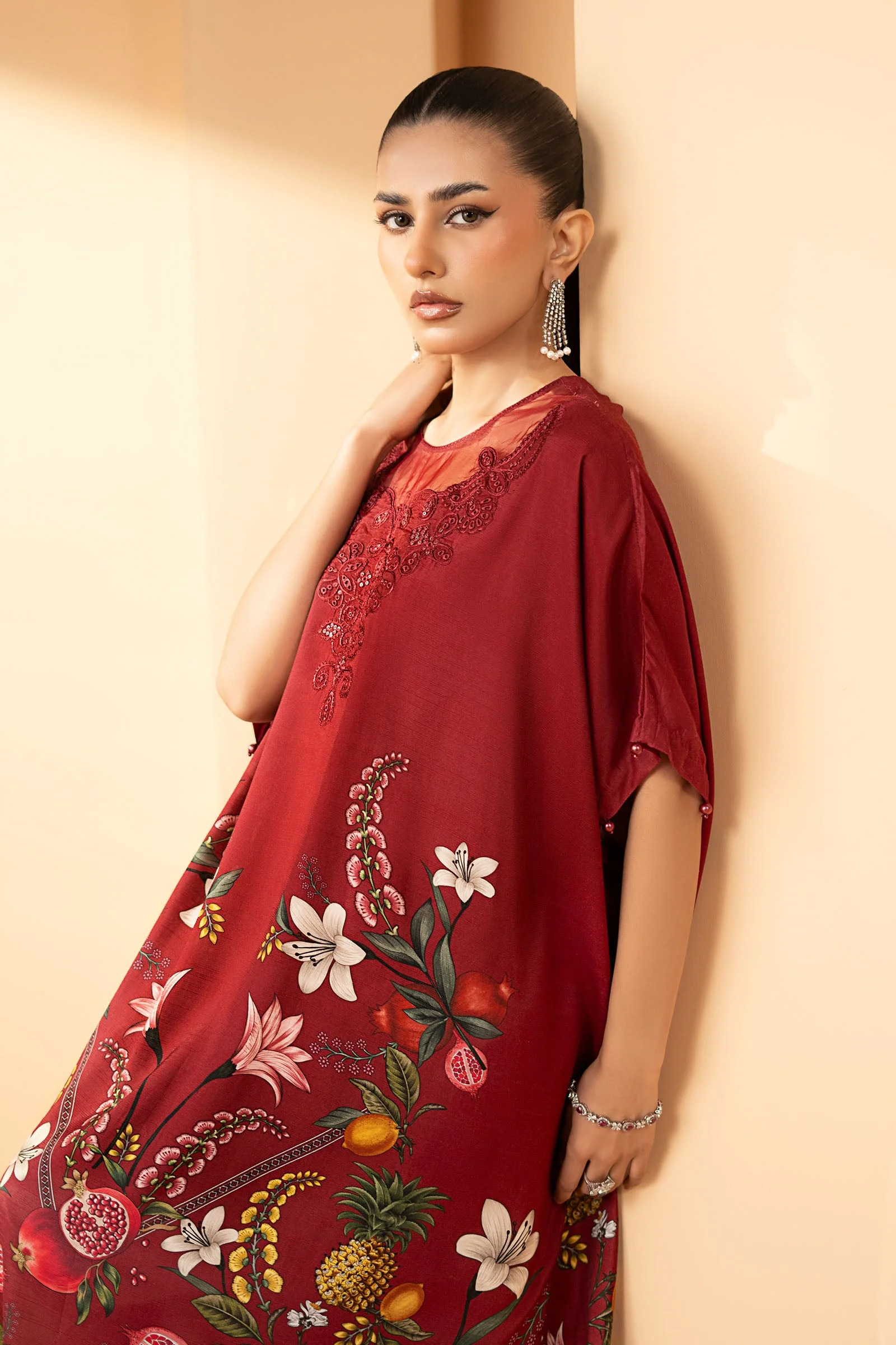 2 Piece Embroidered Raw Silk Suit - Image 2