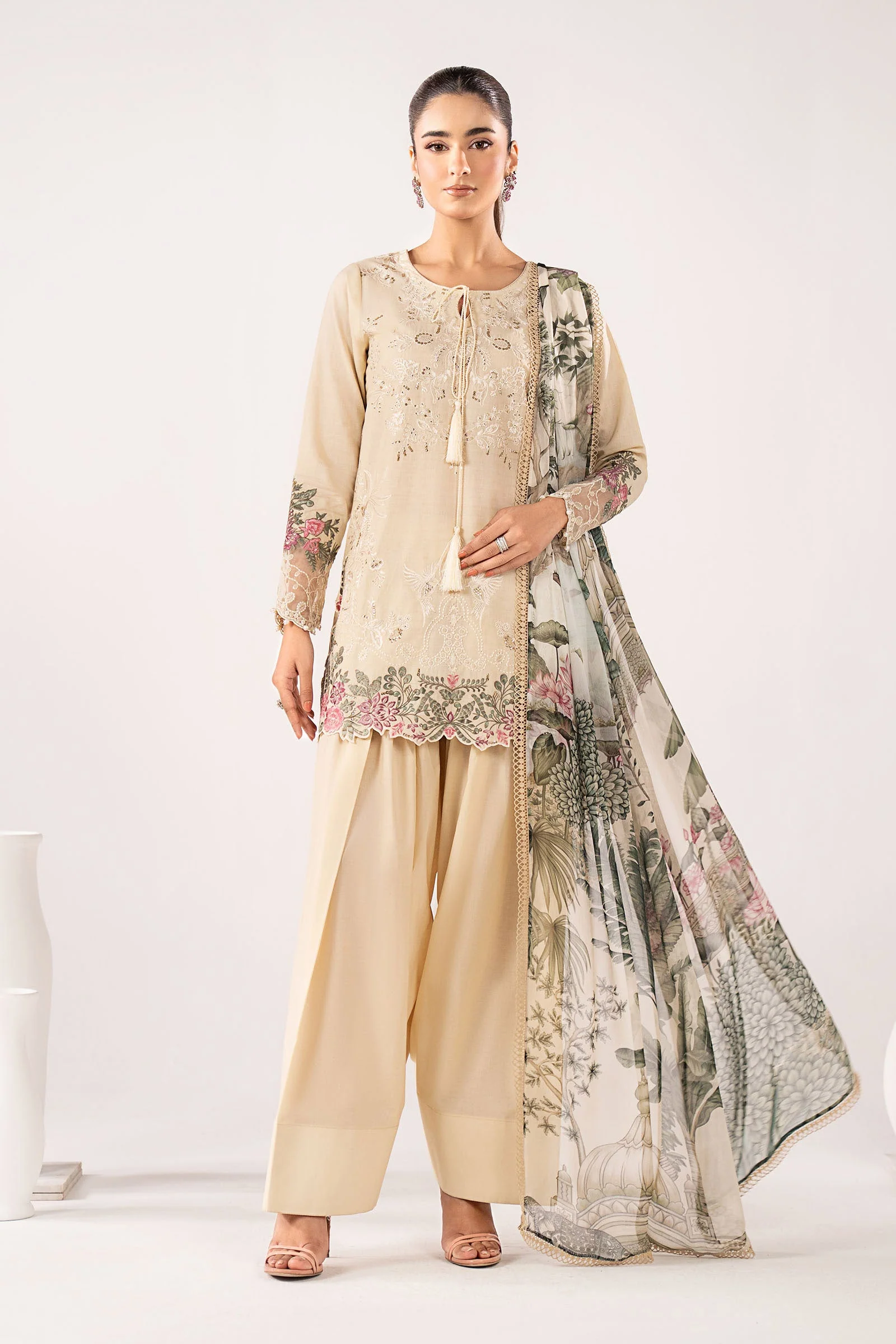 3 Piece Embroidered Dobby Lawn Suit