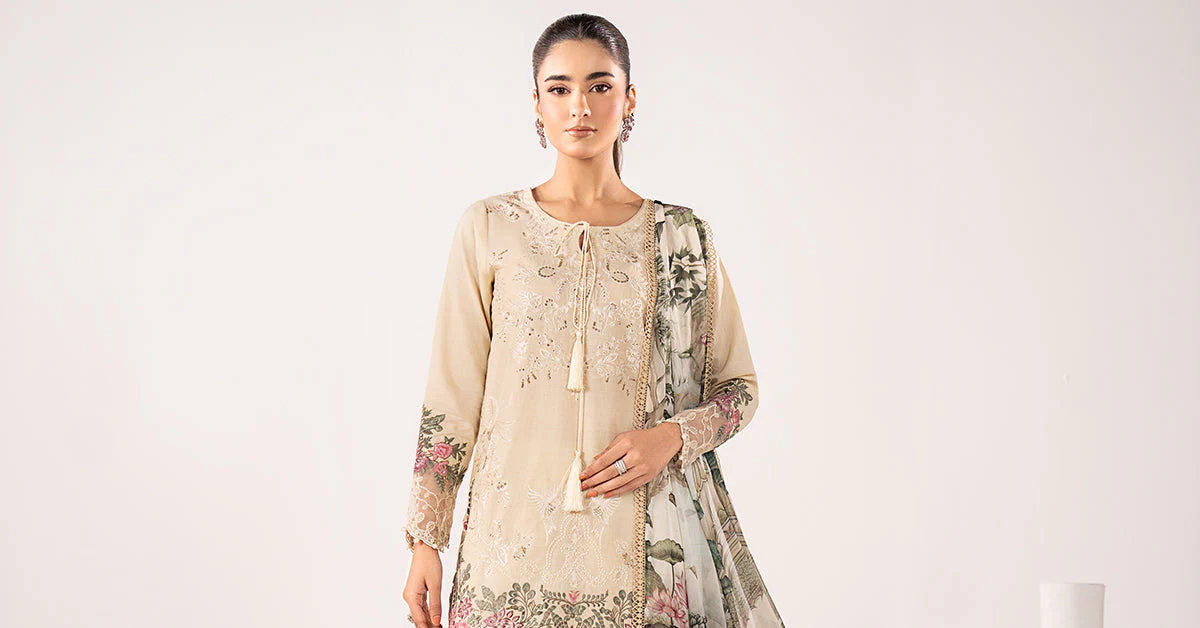 3 Piece Embroidered Dobby Lawn Suit - Image 8