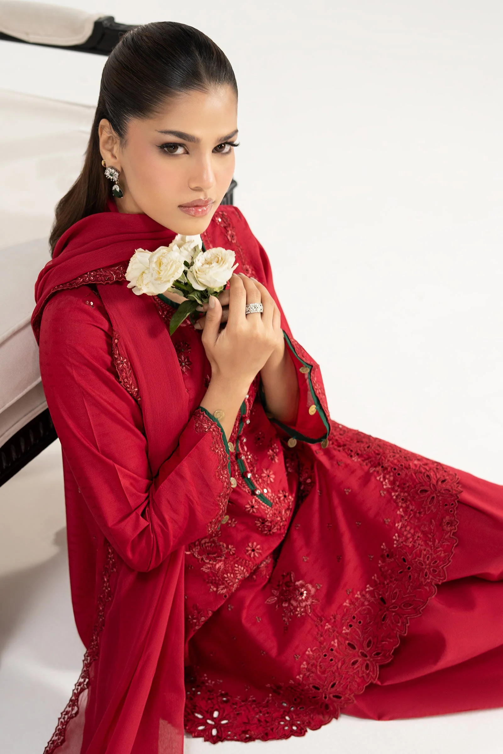 3 Piece Embroidered Dobby Lawn Suit - Image 2