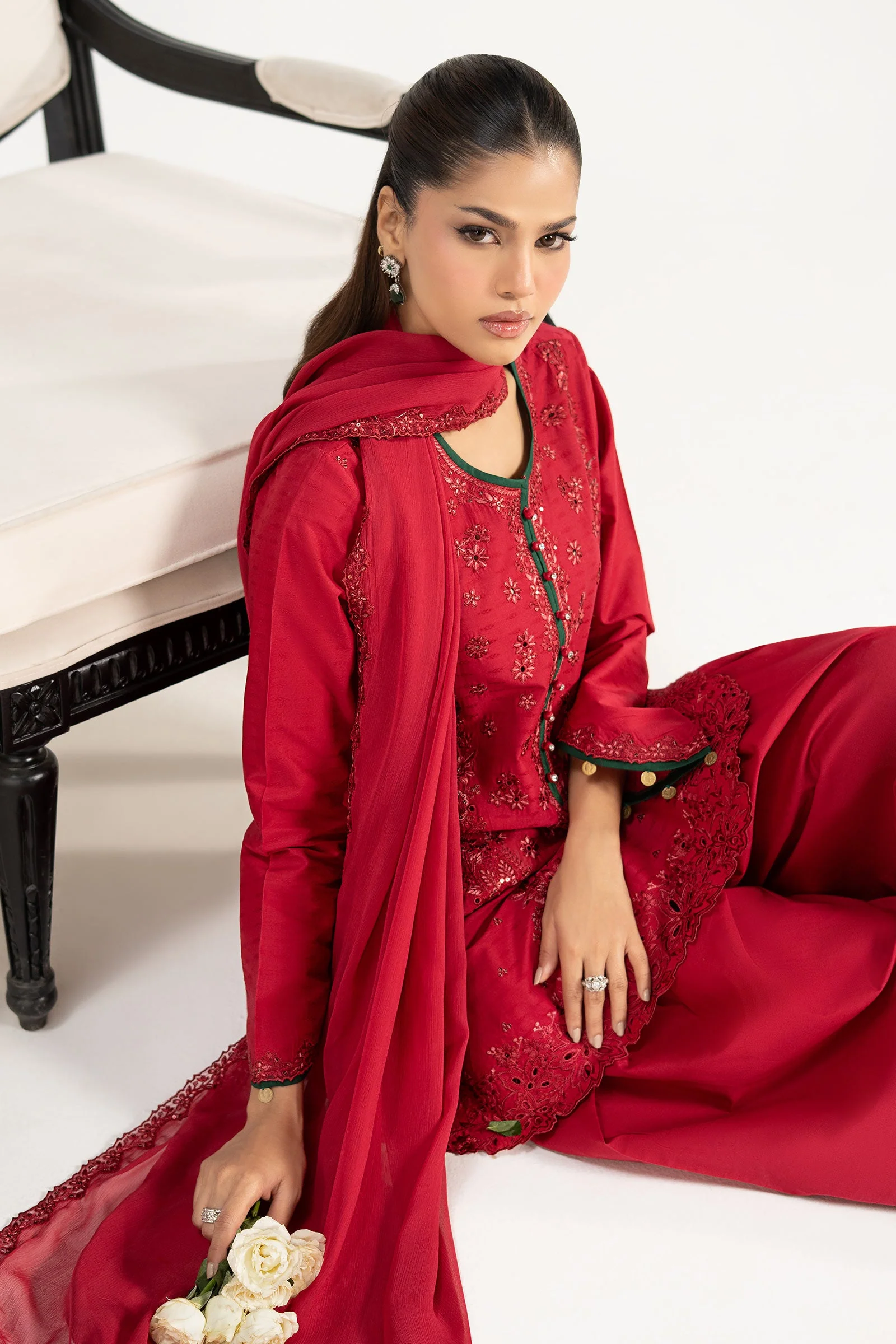 3 Piece Embroidered Dobby Lawn Suit - Image 4