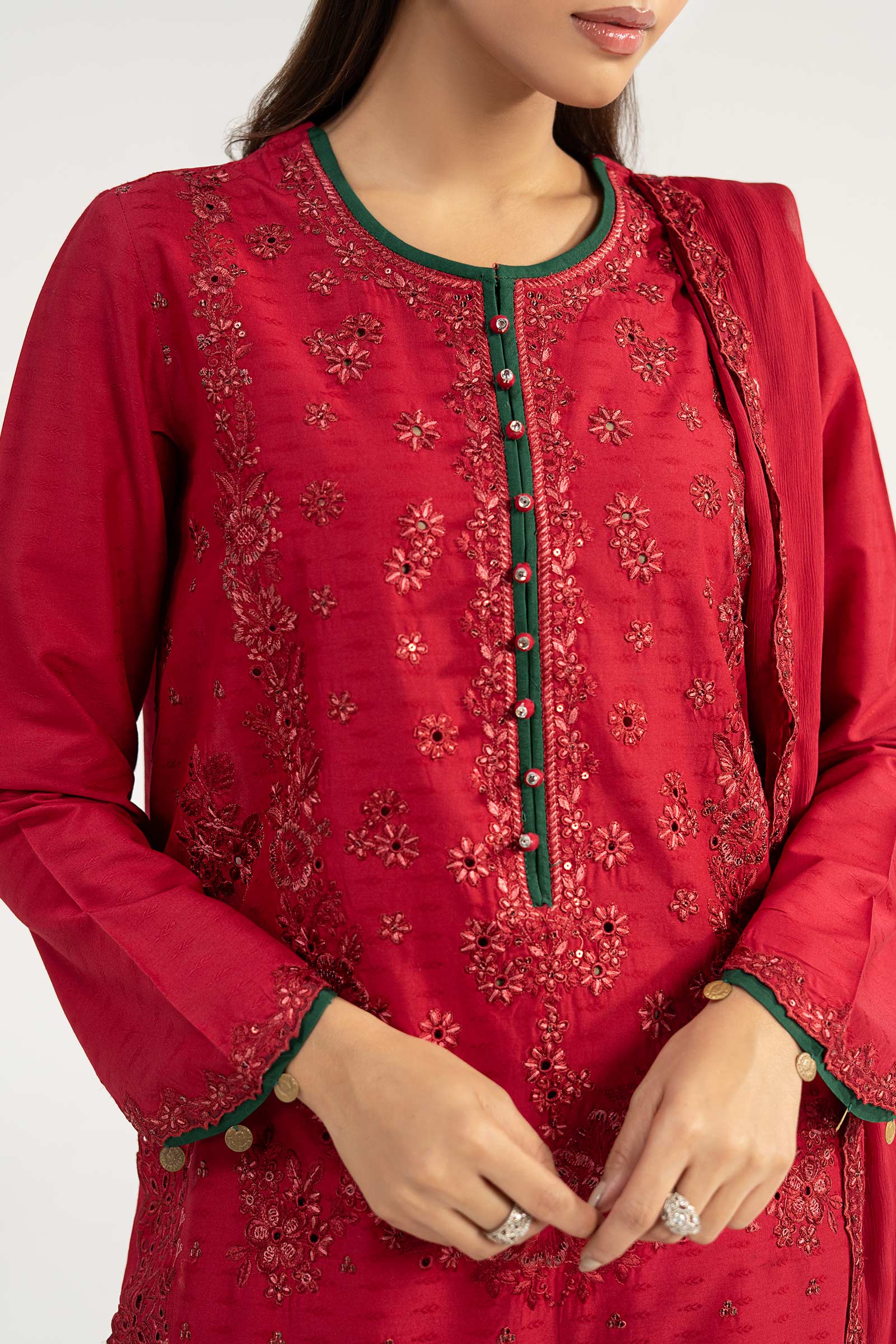 3 Piece Embroidered Dobby Lawn Suit - Image 6