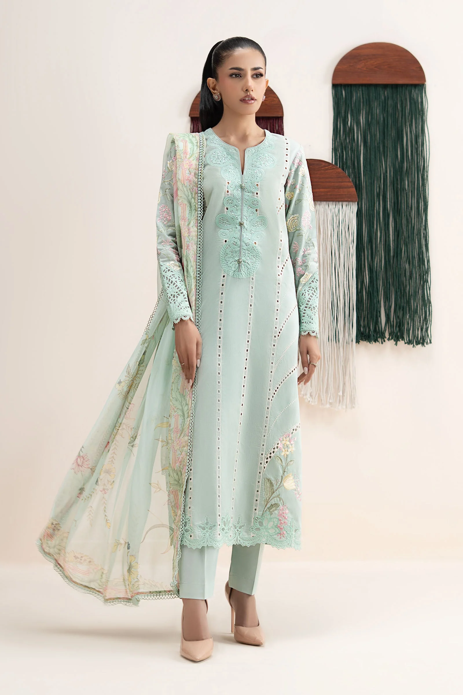 3 Piece Embroidered Dobby Jacquard Suit - Image 2