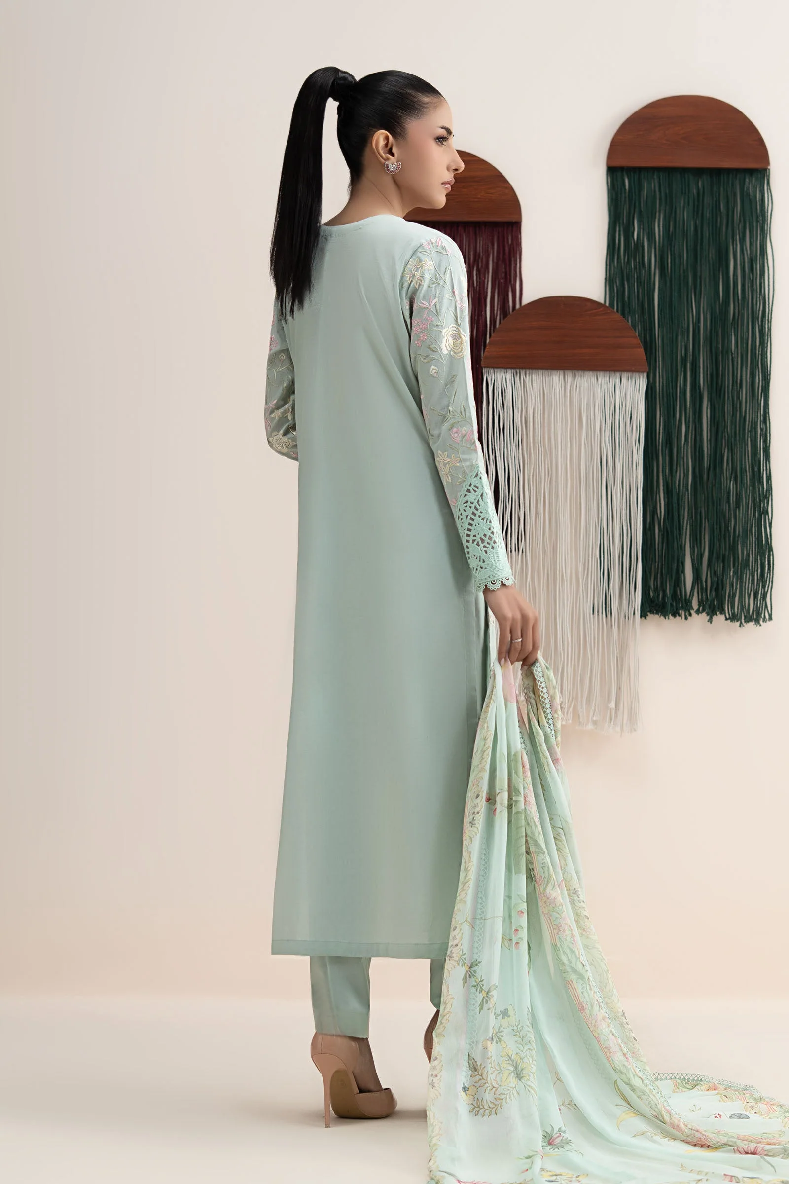 3 Piece Embroidered Dobby Jacquard Suit - Image 5