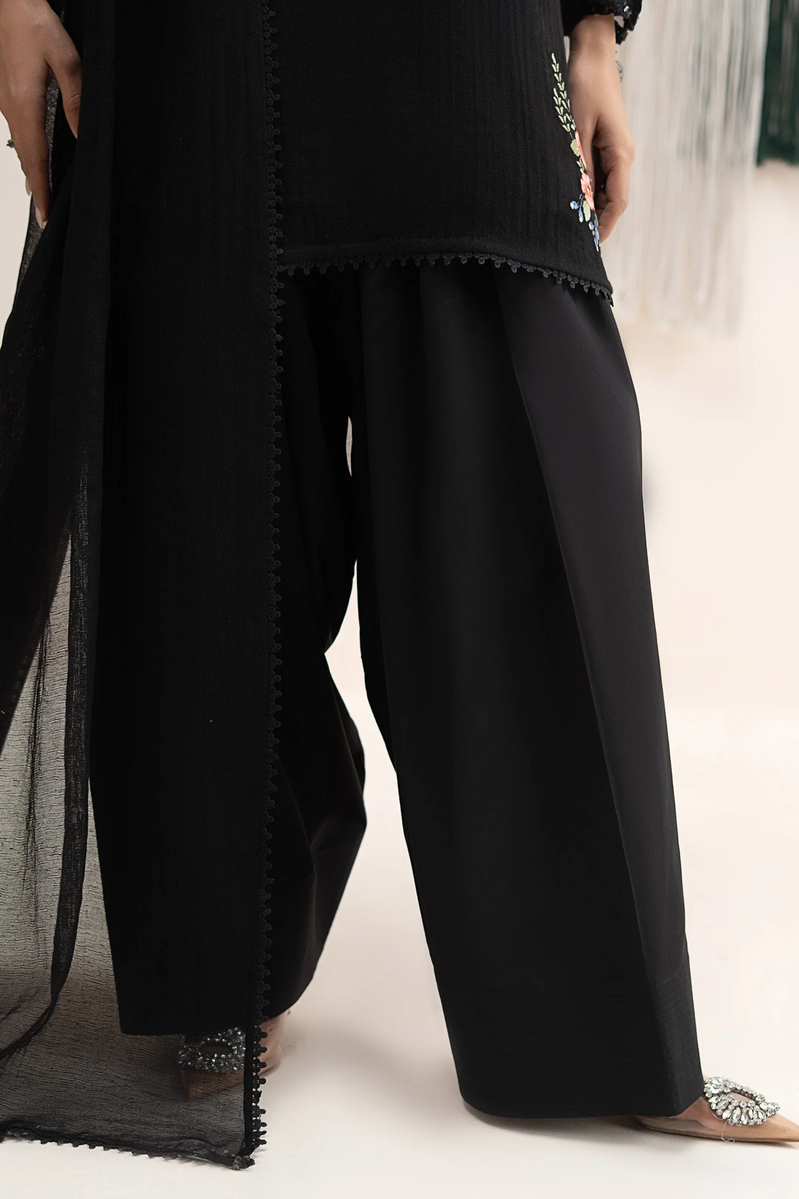 3 Piece Embroidered Cotton Net Suit - Image 6