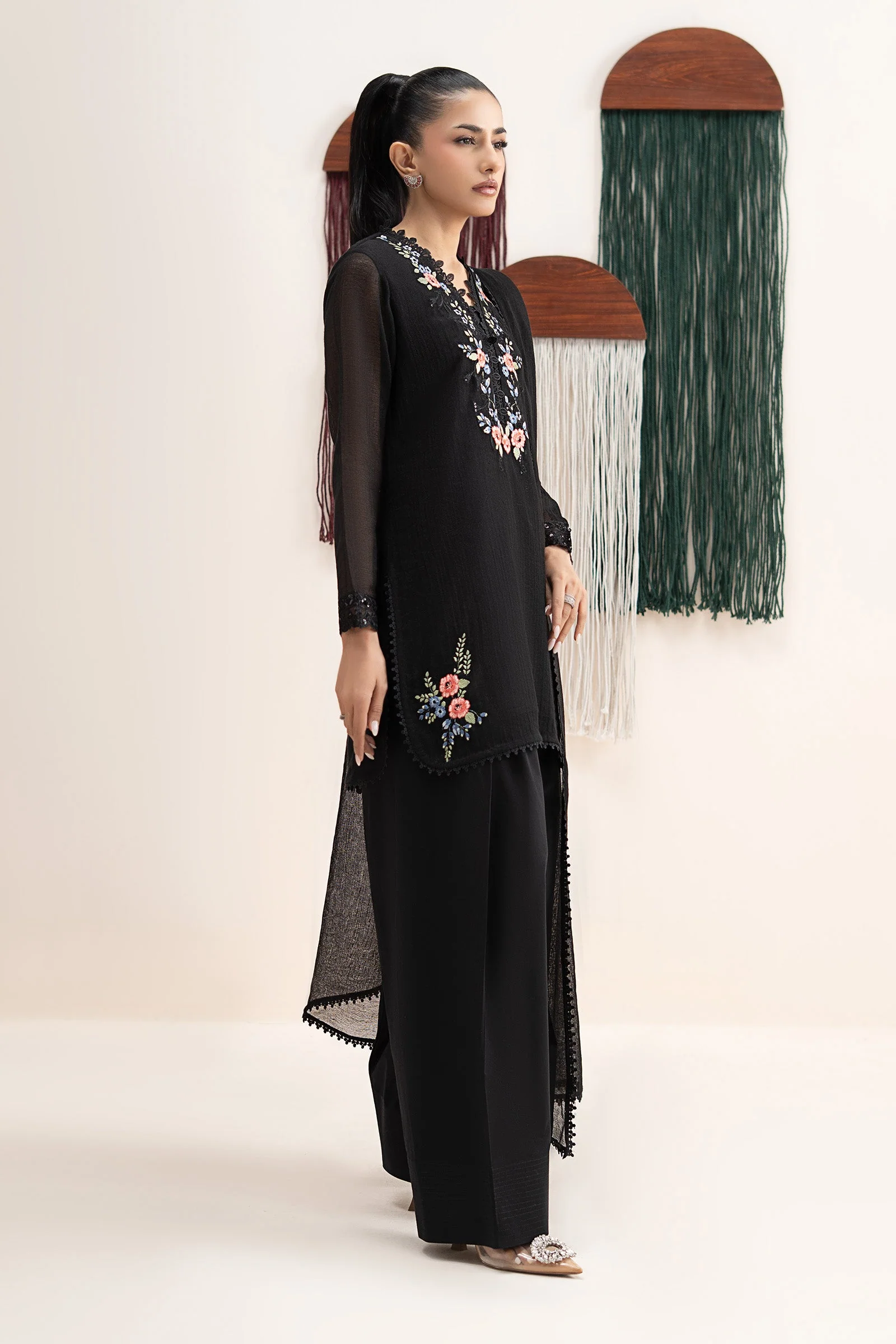 3 Piece Embroidered Cotton Net Suit - Image 7