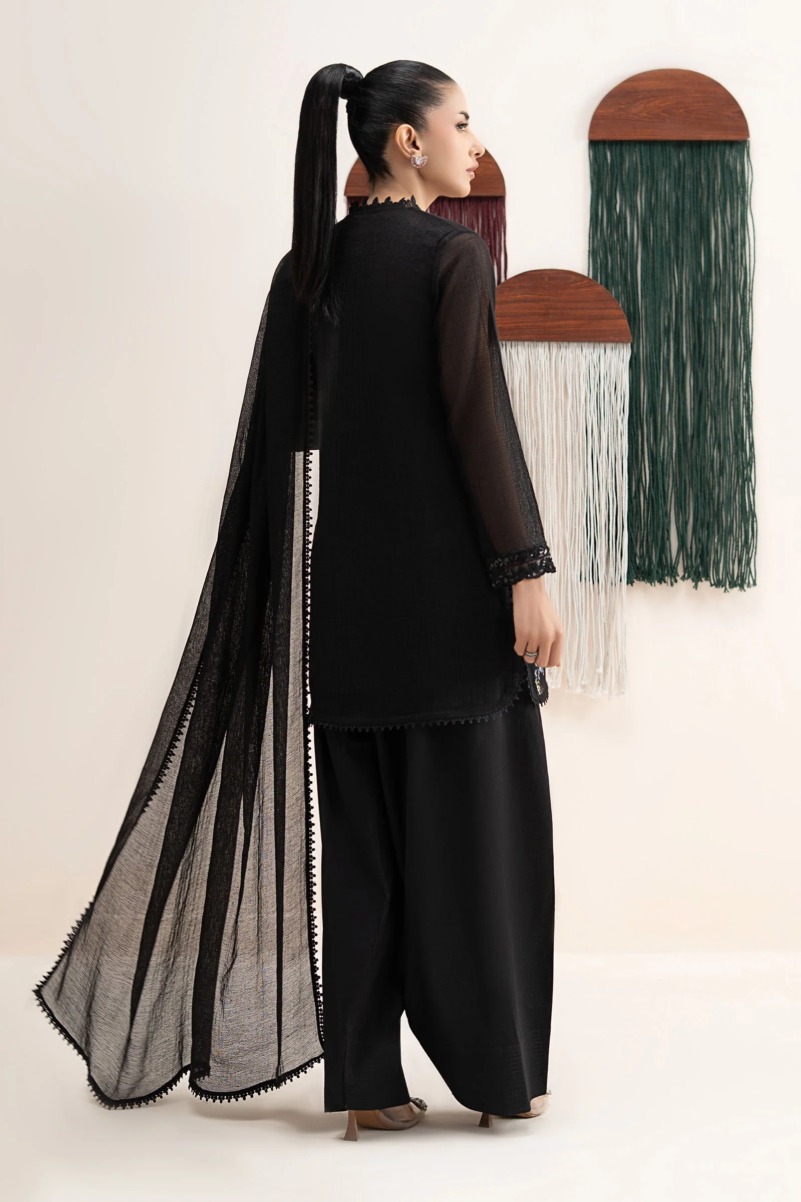 3 Piece Embroidered Cotton Net Suit - Image 8