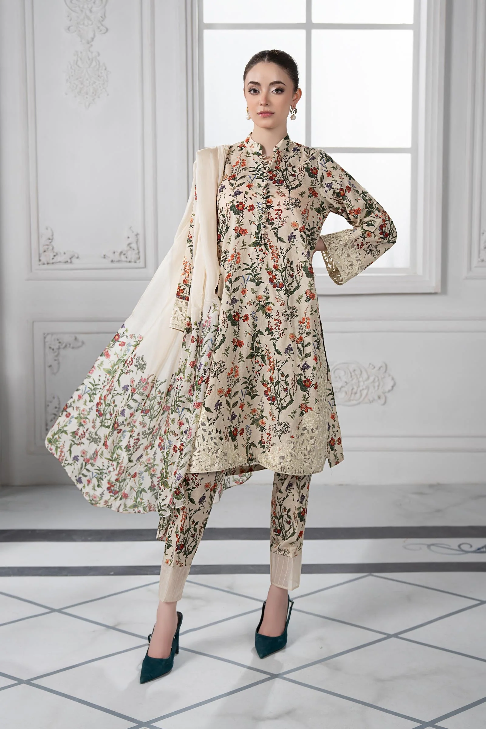 3 Piece Embroidered Suit