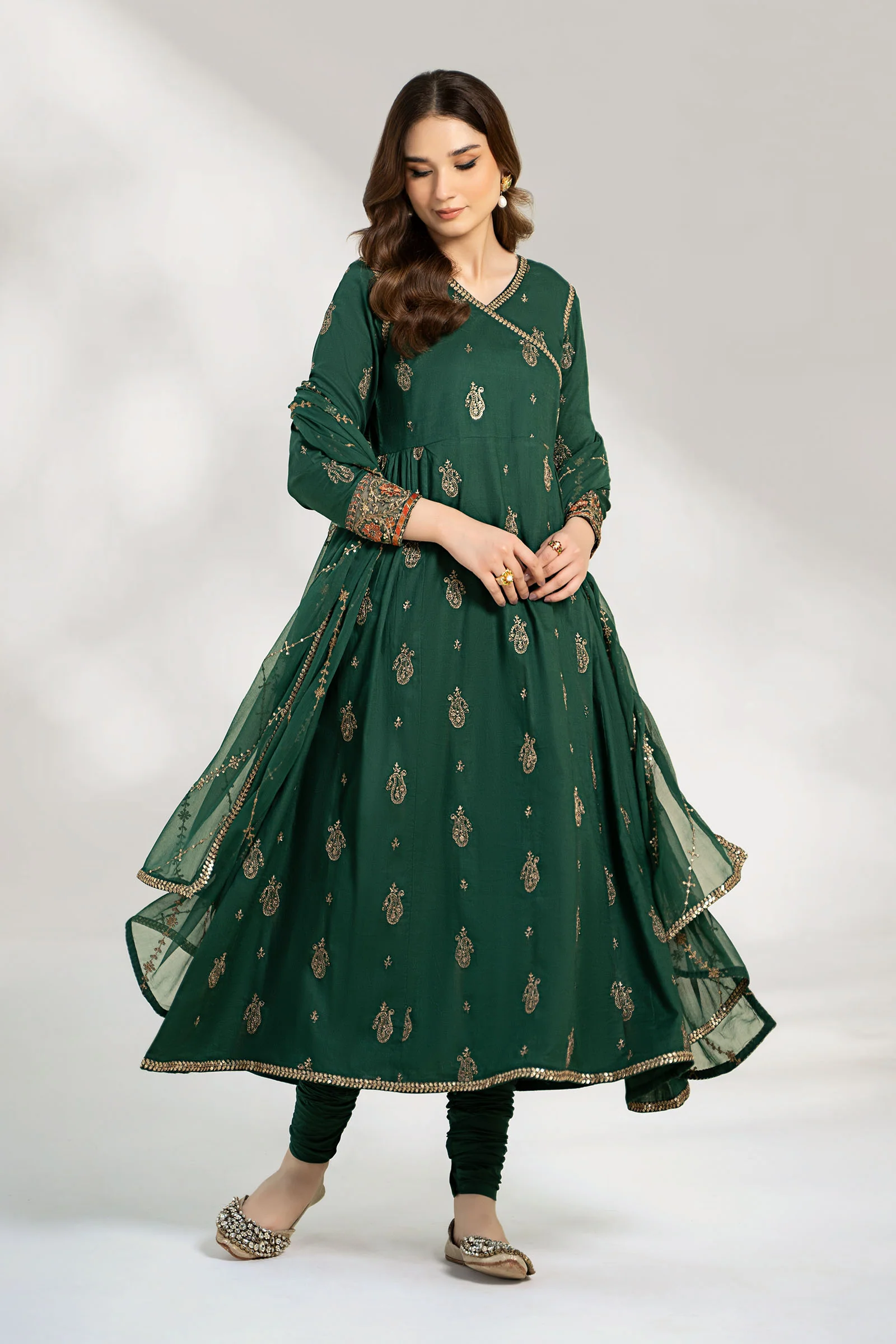 3 Piece Embroidered Cotton Net Suit - Image 4