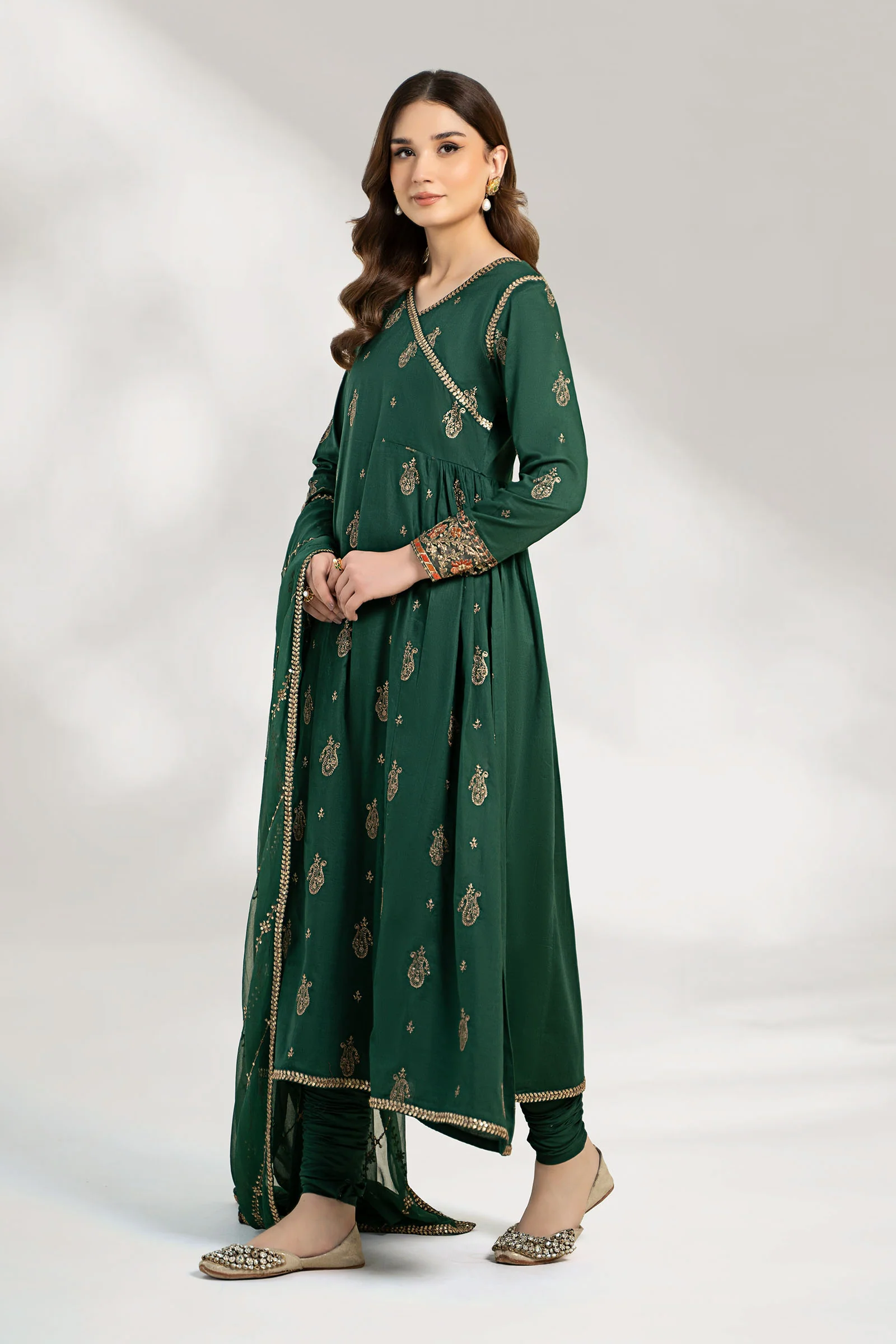 3 Piece Embroidered Cotton Net Suit - Image 5