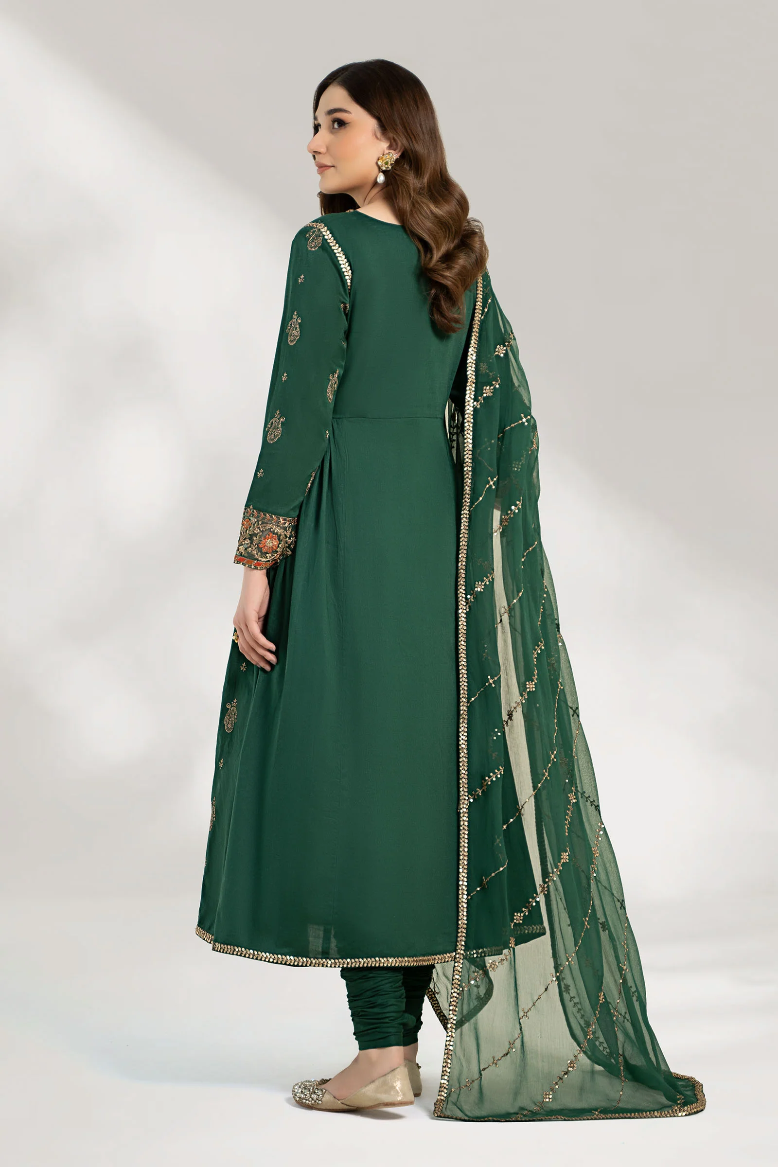 3 Piece Embroidered Cotton Net Suit - Image 6