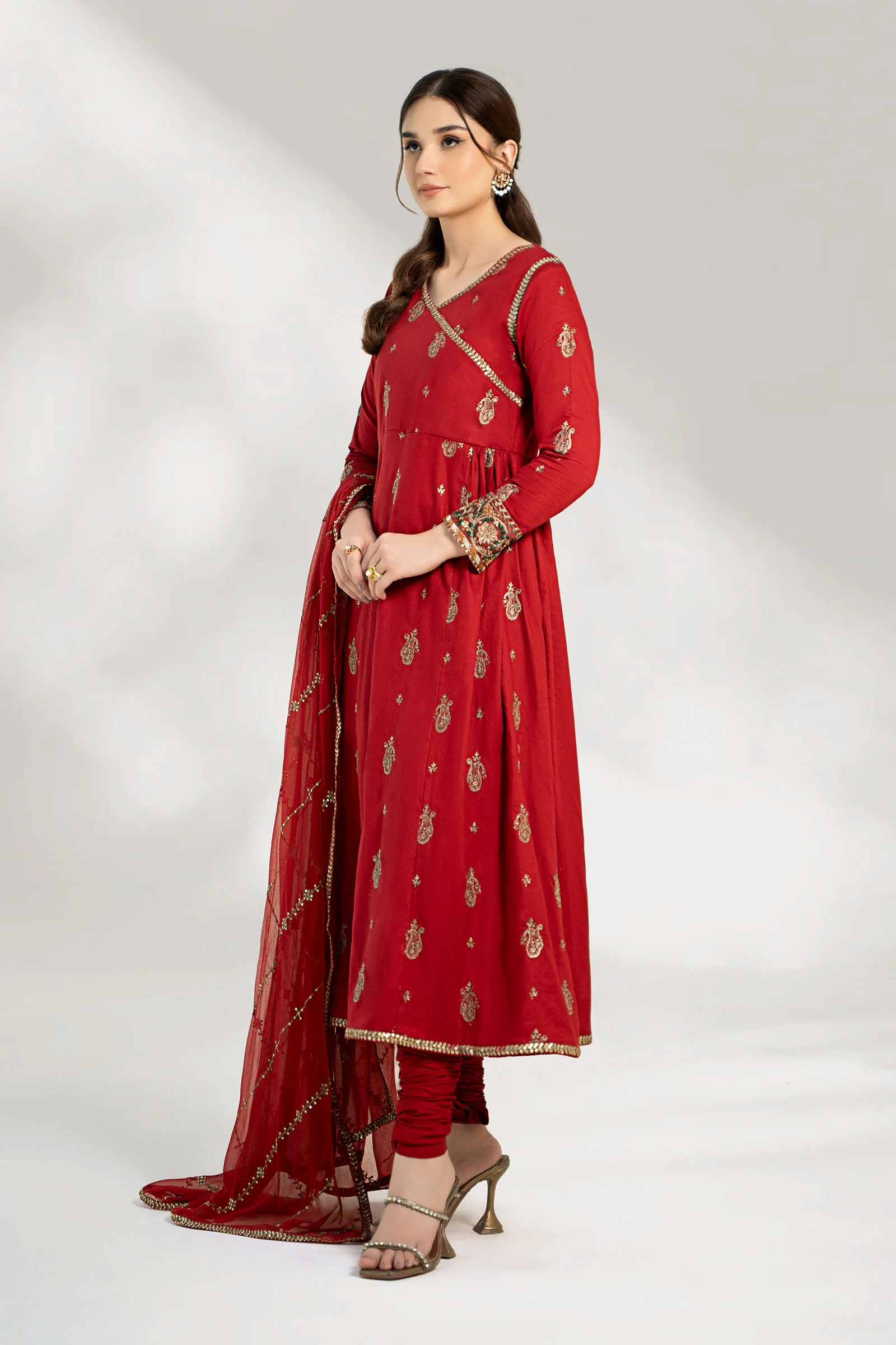 3 Piece Embroidered Cotton Net Suit - Image 4