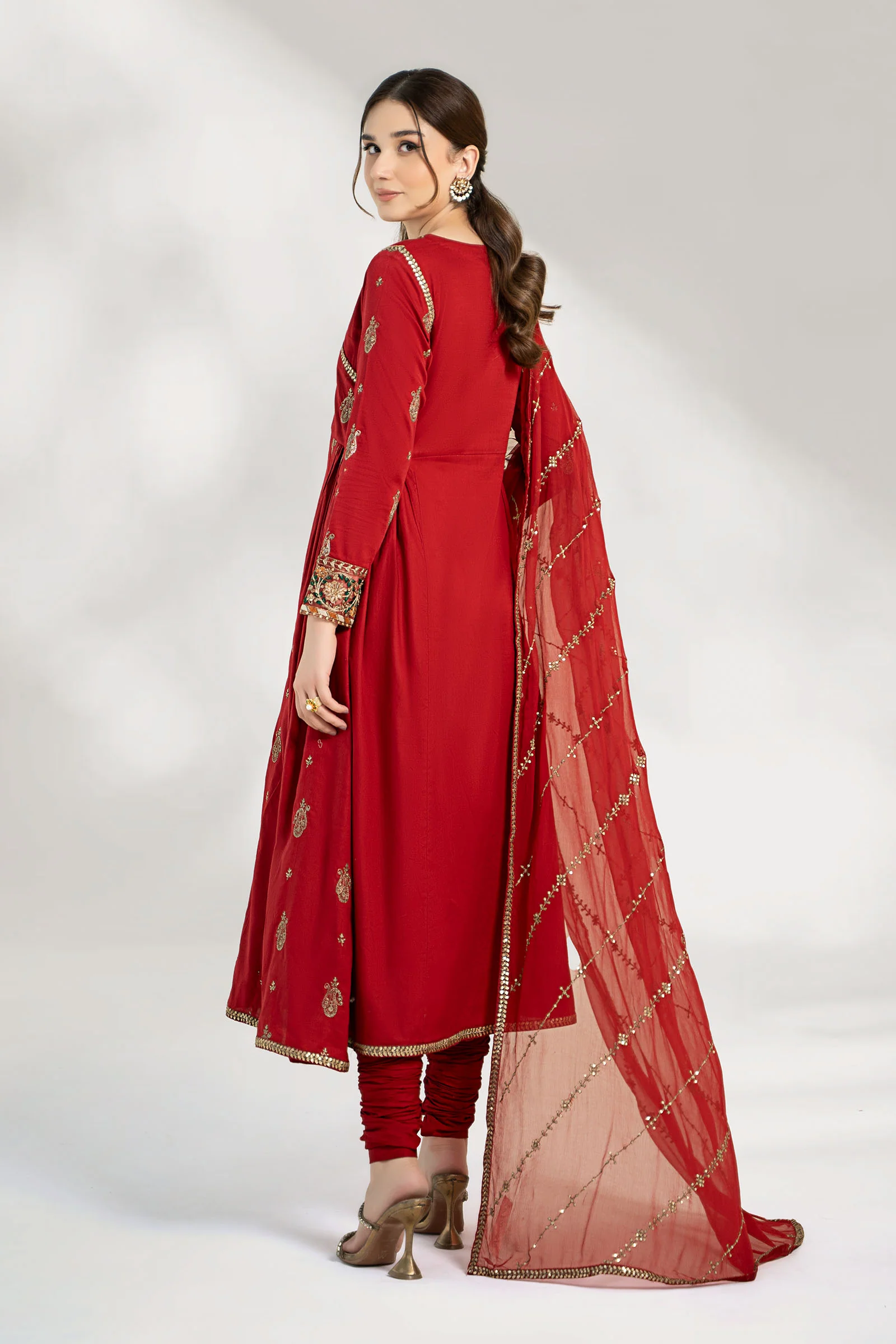3 Piece Embroidered Cotton Net Suit - Image 5
