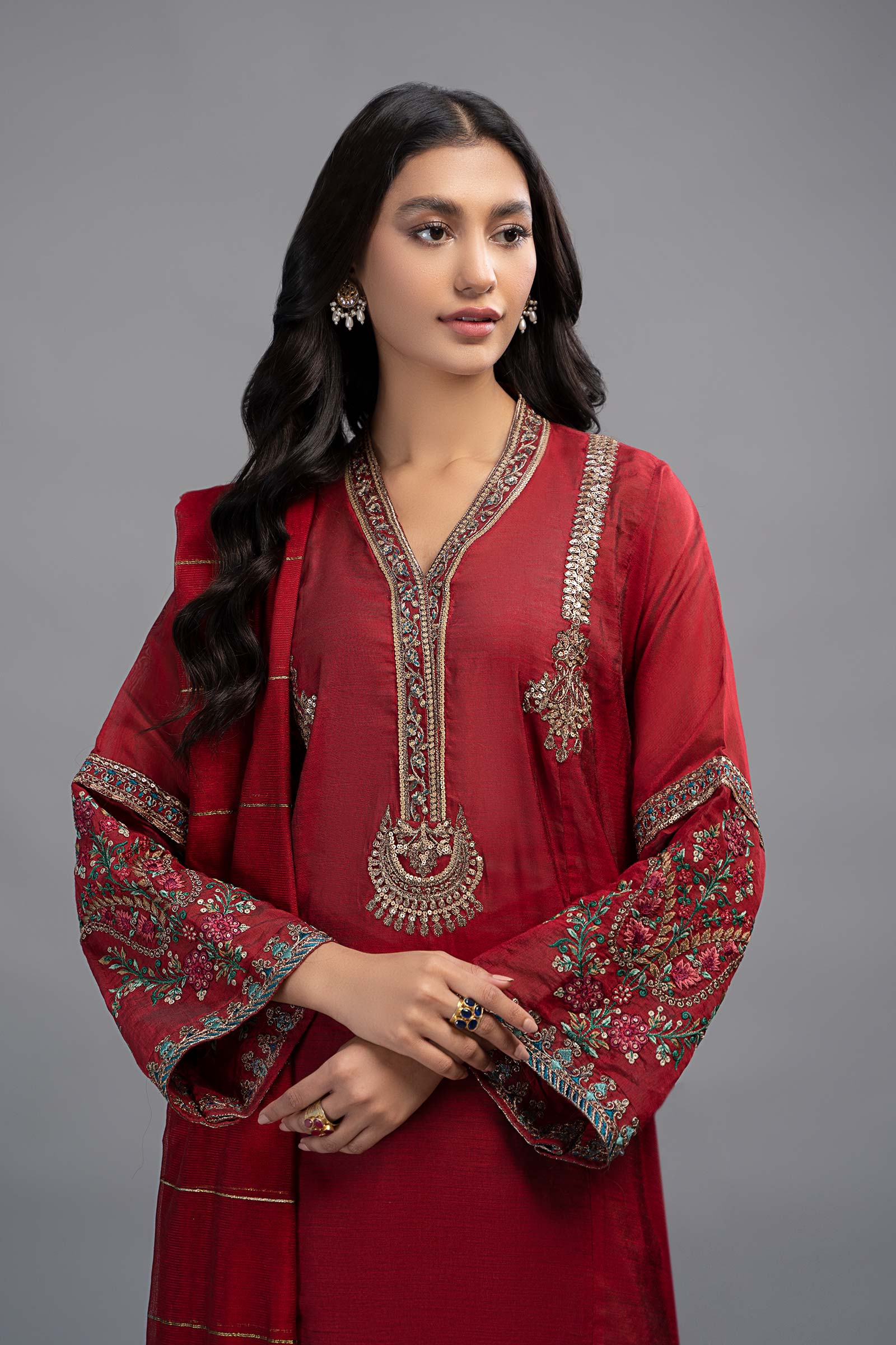 3 Piece Dyed Paper Cotton Suit | DW-EF23-89 - Image 2