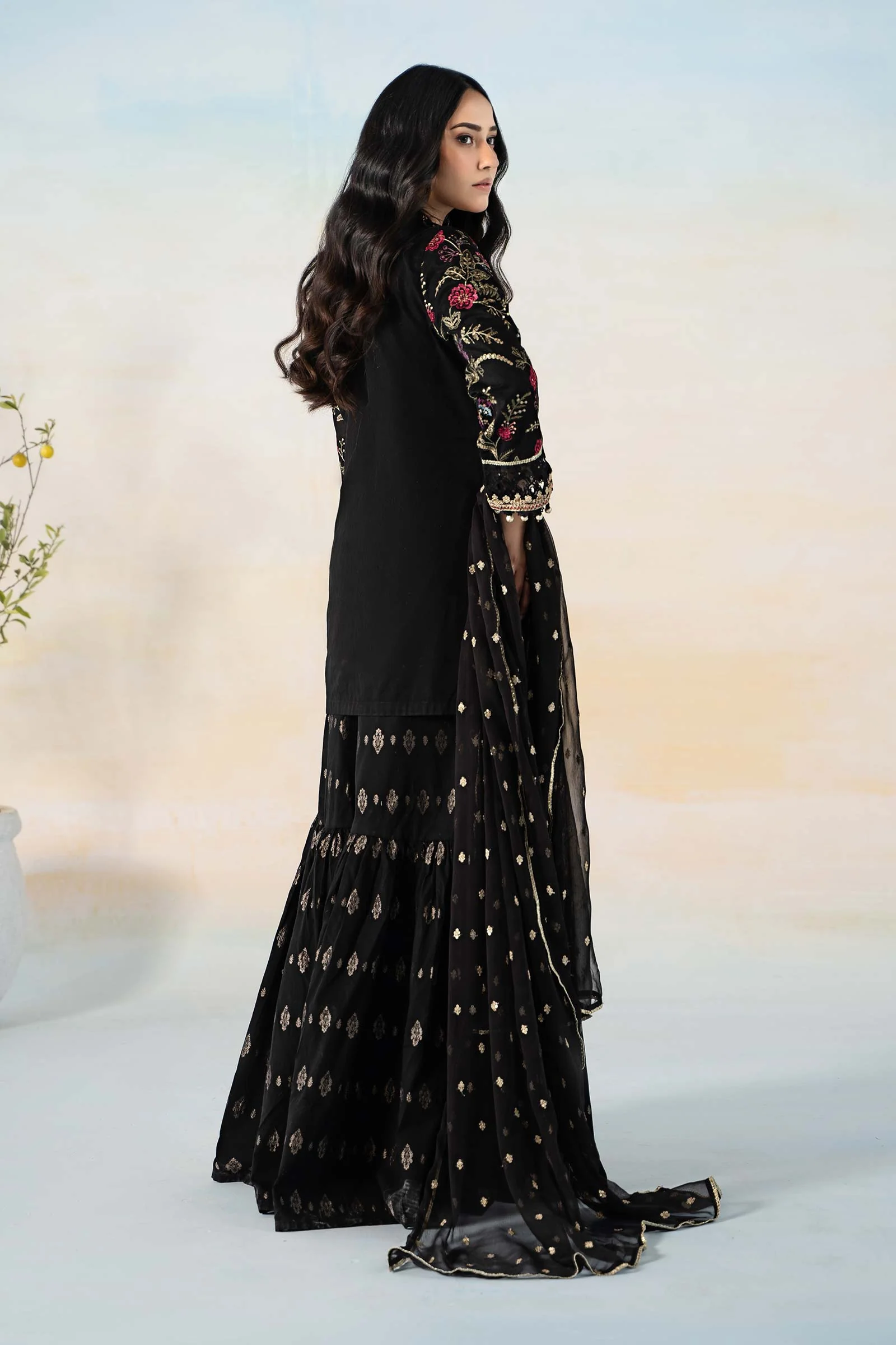 3 Piece Embroidered Self Jacquard Suit - Image 8