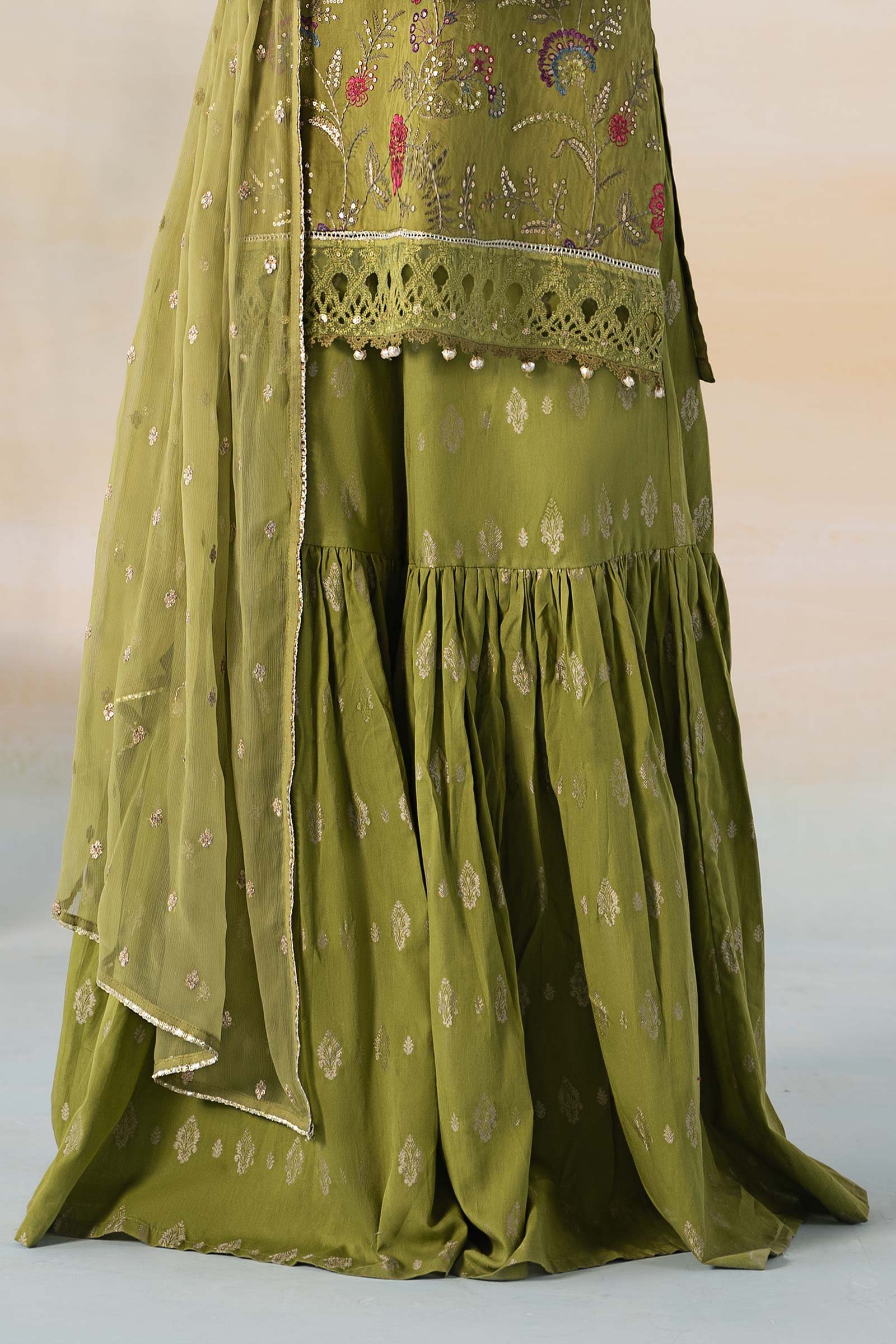3 Piece Embroidered Self Jacquard Suit - Image 4