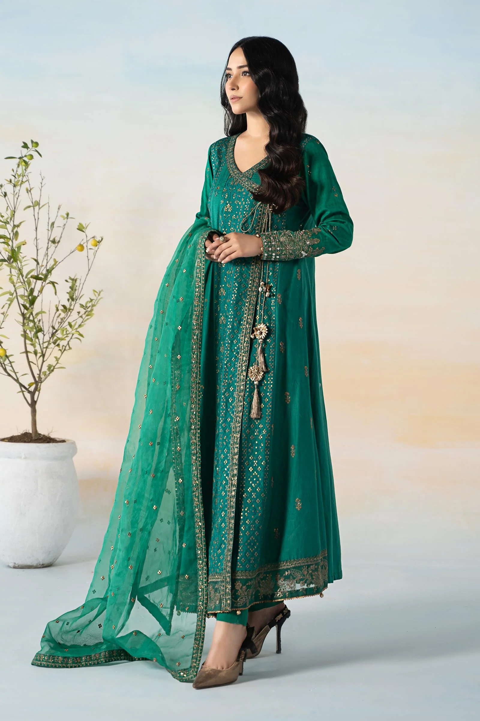 3 Piece Embroidered Dobby Suit - Image 7