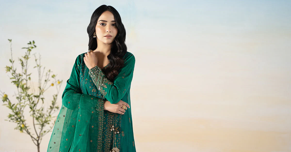 3 Piece Embroidered Dobby Suit - Image 9