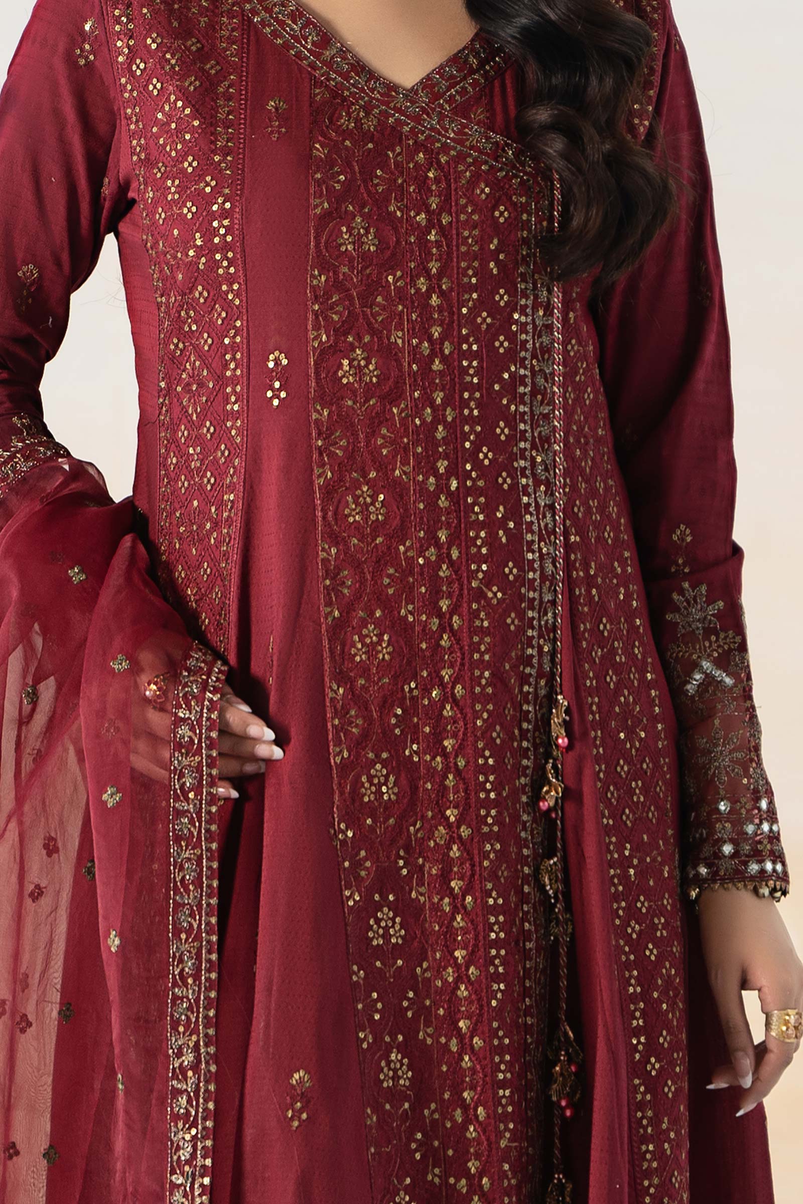 3 Piece Embroidered Dobby Suit - Image 2