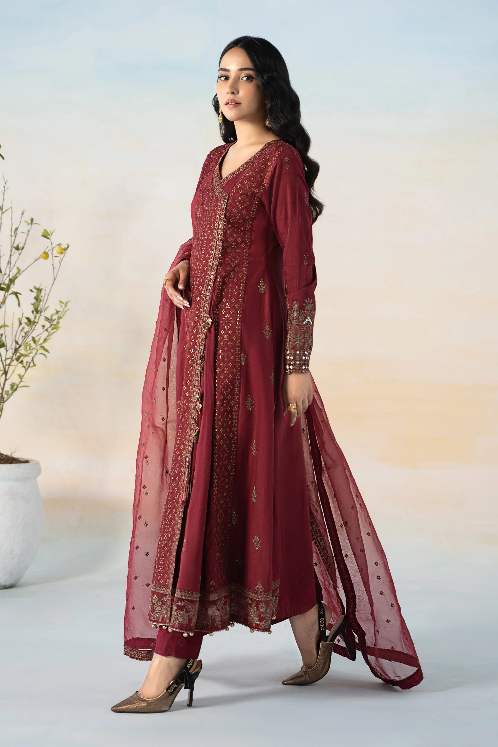 3 Piece Embroidered Dobby Suit - Image 4